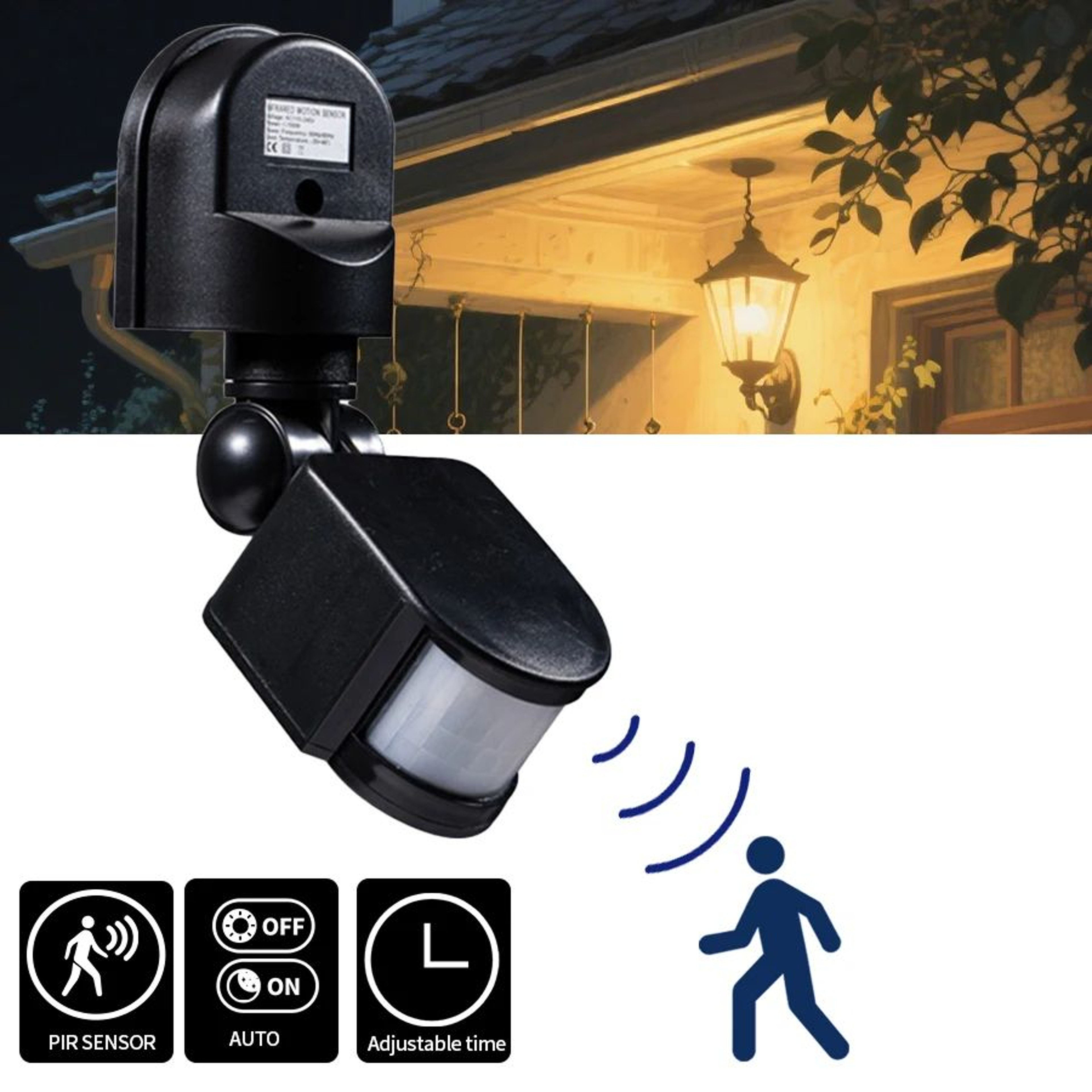 Smart PIR Motion Sensor Switch With Adjustable Timer And Light Sensitivity For 12V 110V 220V Securi 0
