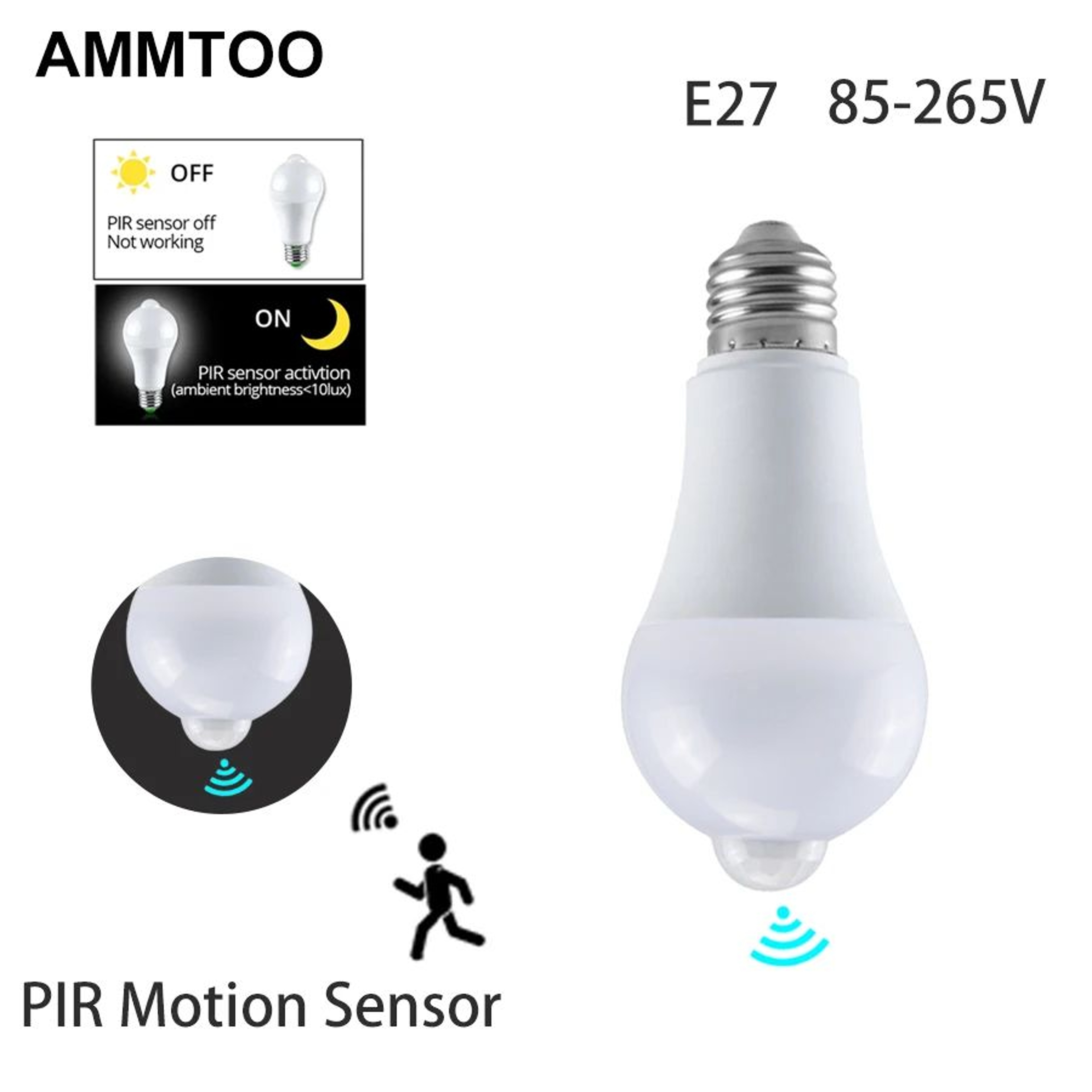 E27 Motion Sensor Light Bulb With Dusk To Dawn Light Bulb Auto On Off PIR Security Lamp 0