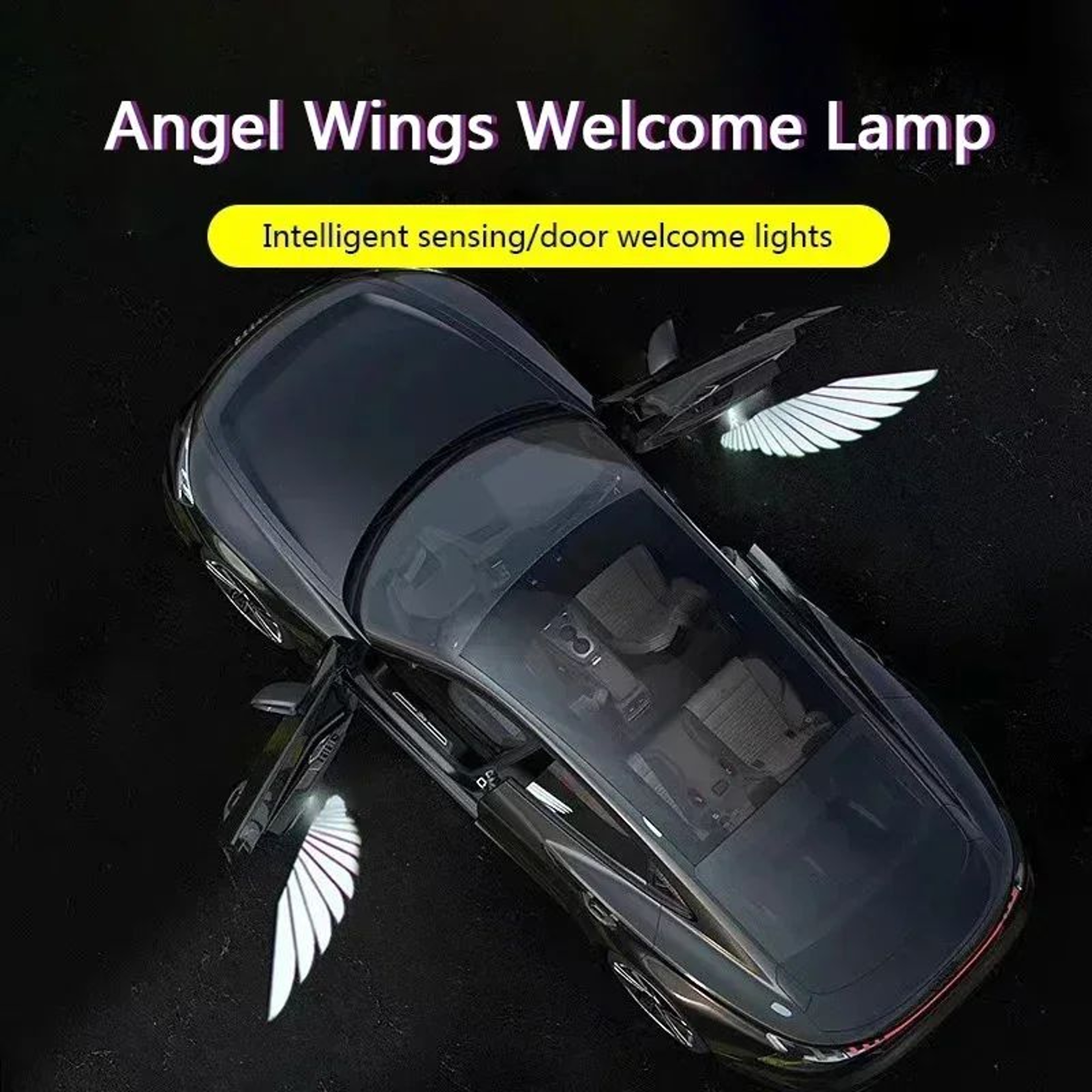 Wireless Car Door Projector Lights LED Welcome Light Battery Powered No Wiring 2 Or 4 Pack 5