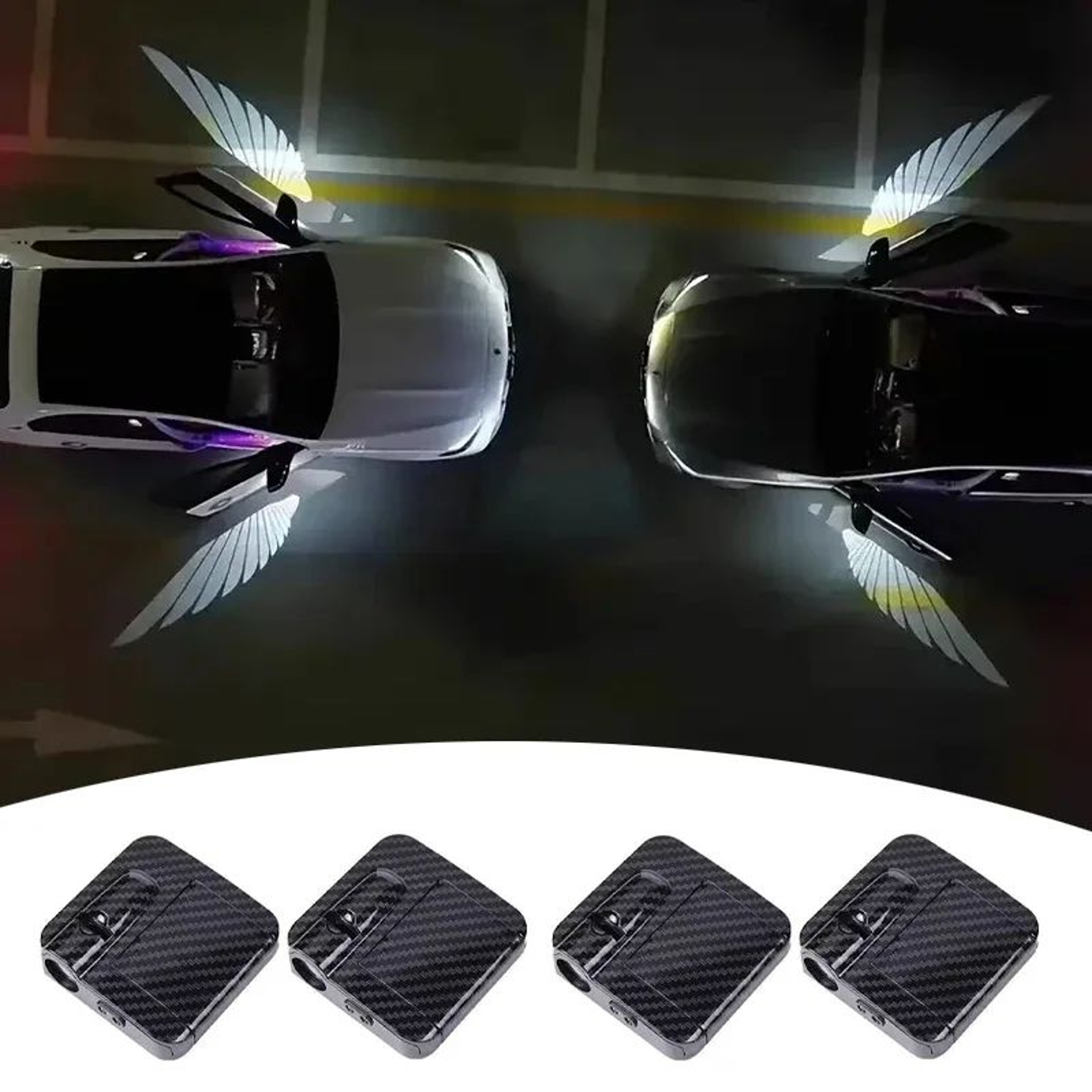 Wireless Car Door Projector Lights LED Welcome Light Battery Powered No Wiring 2 Or 4 Pack 7