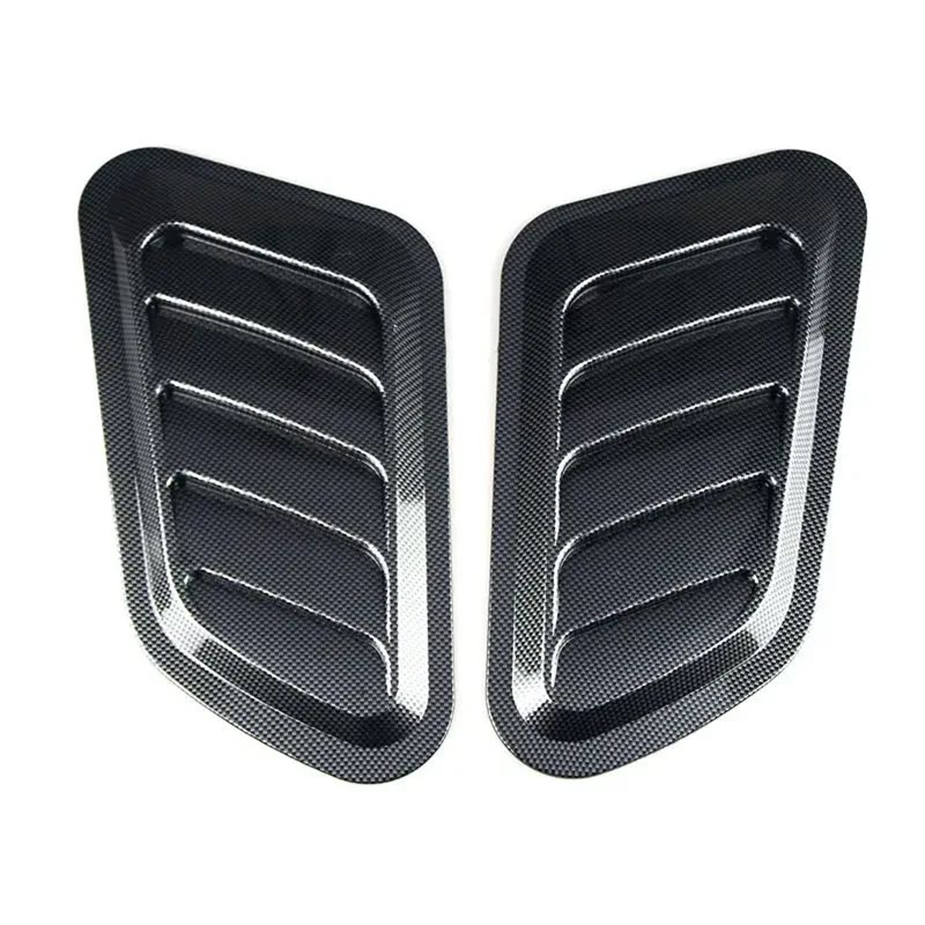 2PCS Car Decorative Air Vents Carbon Fiber Style Fake Hood Vent Universal Exterior Trim 3