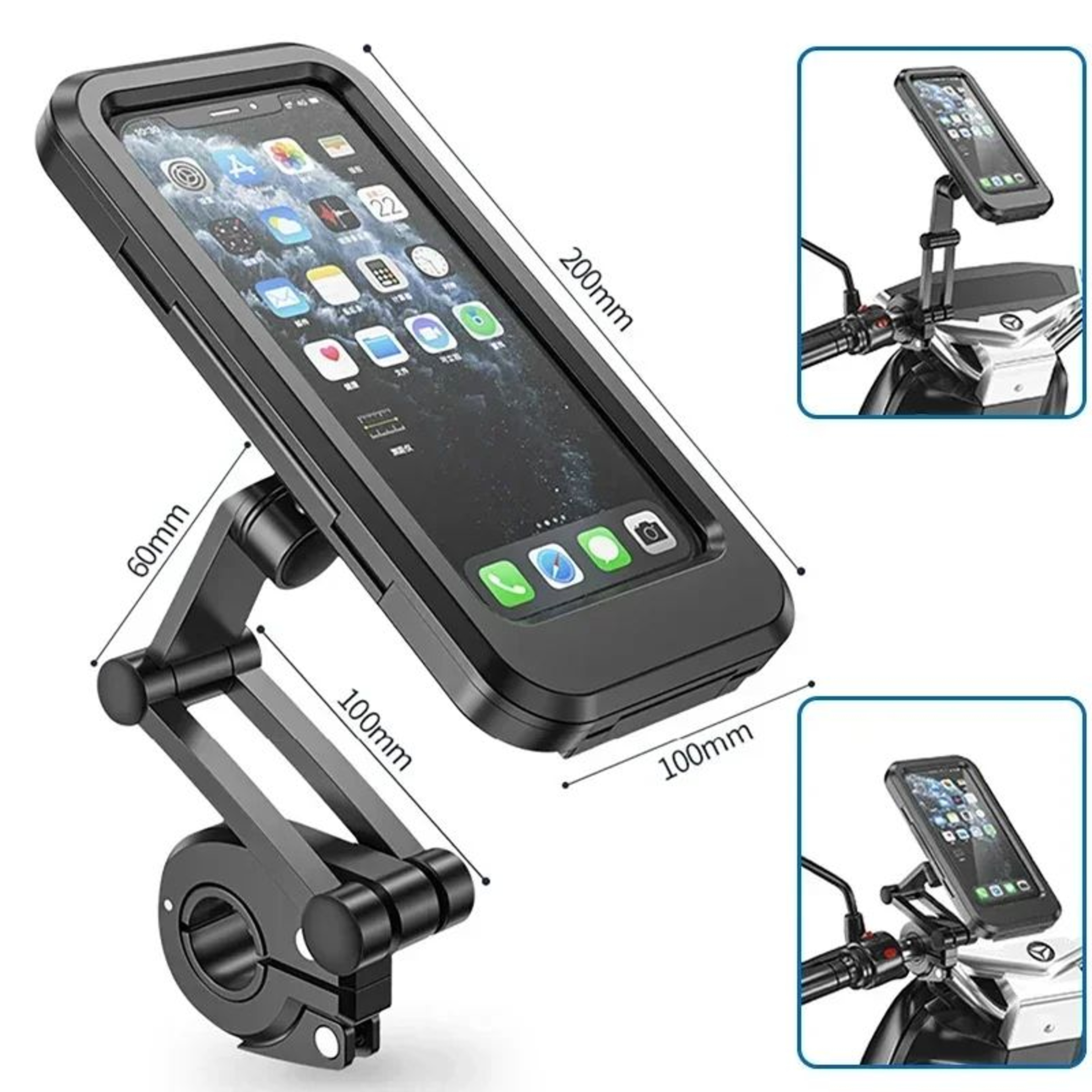 Universal Waterproof Motorcycle Phone Holder With 360 Degree Rotation For Bike GPS Navigation 2