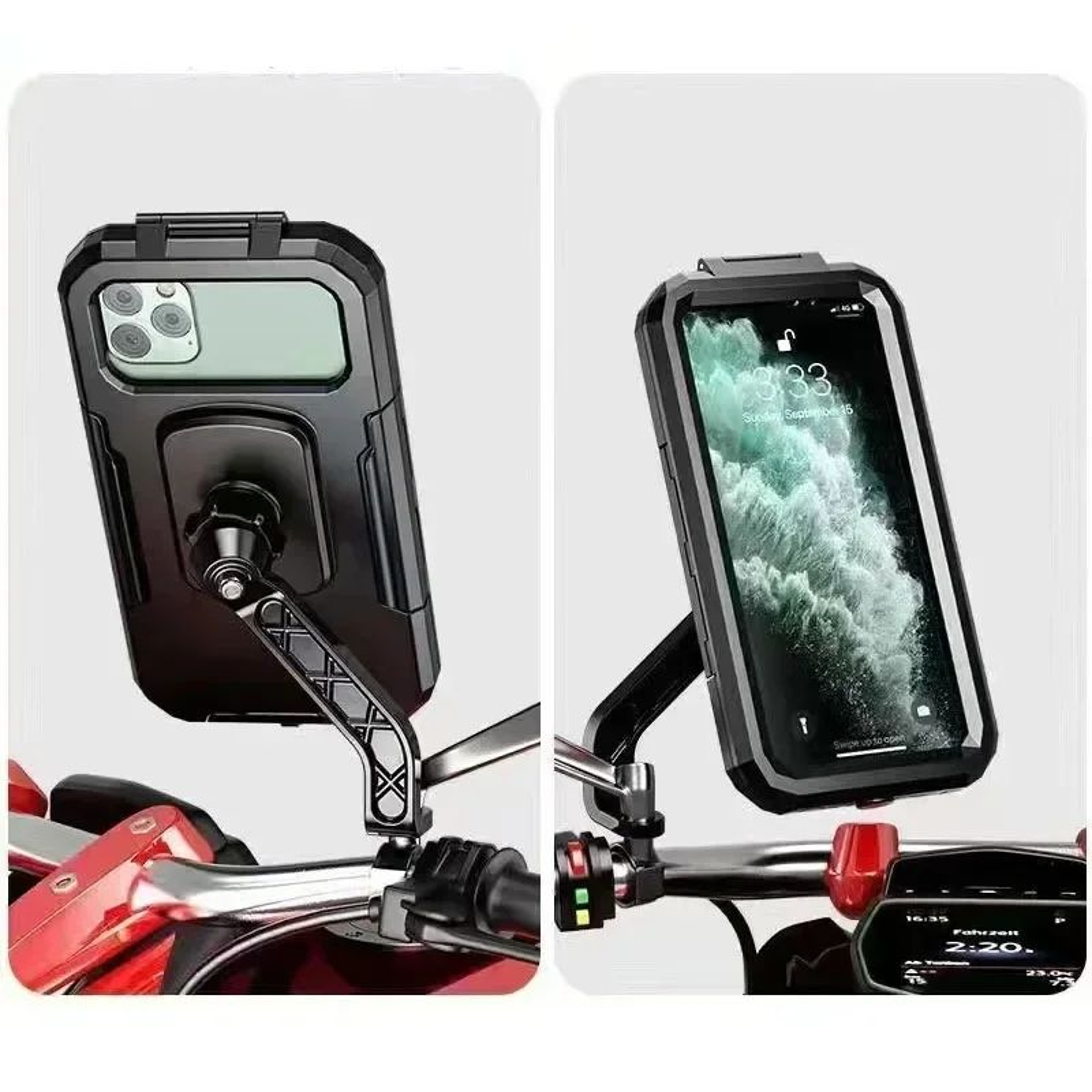 Universal Waterproof Motorcycle Phone Holder With 360 Degree Rotation For Bike GPS Navigation 7