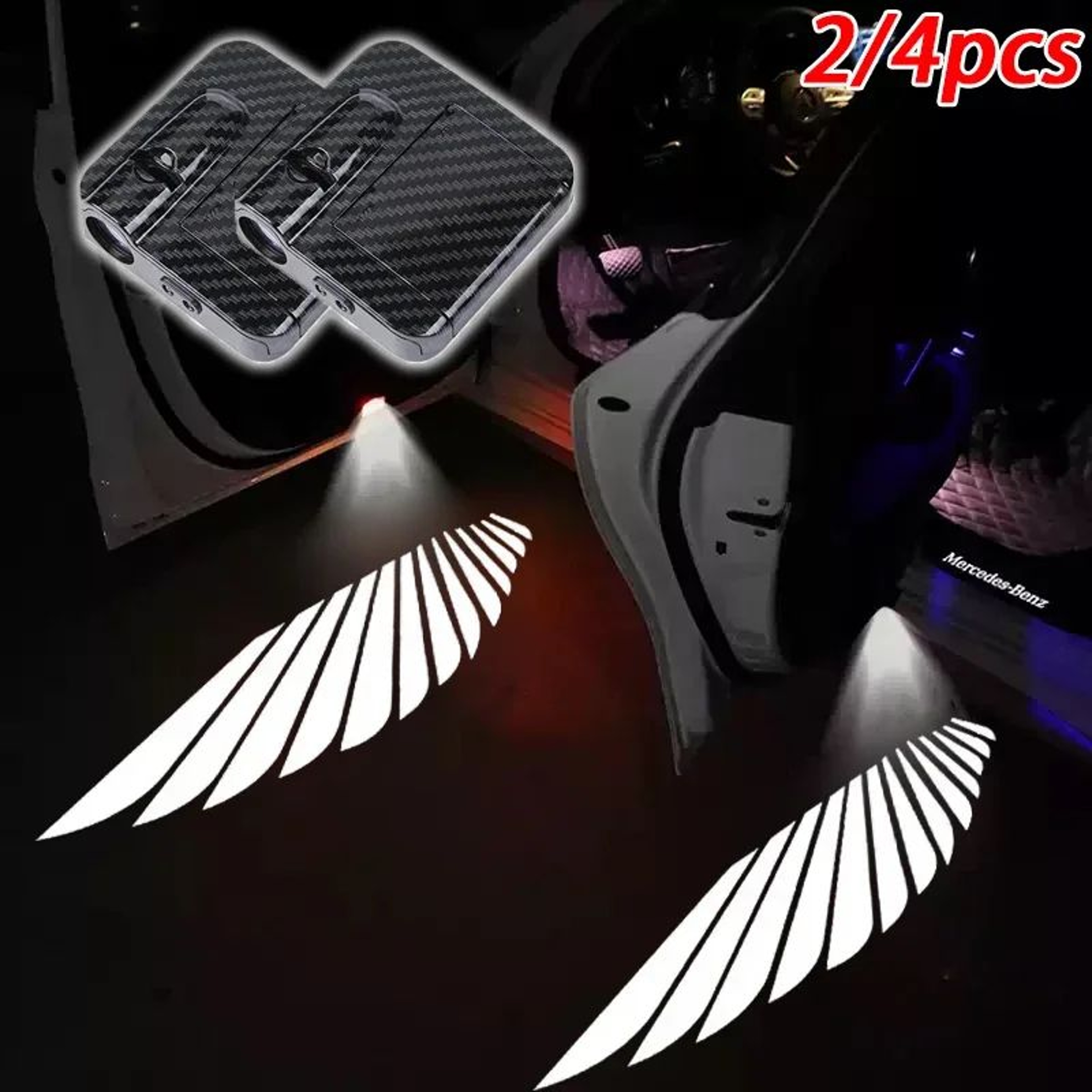 Car Door Welcome Light With Angel Wing LED Projector For Universal Vehicles 0