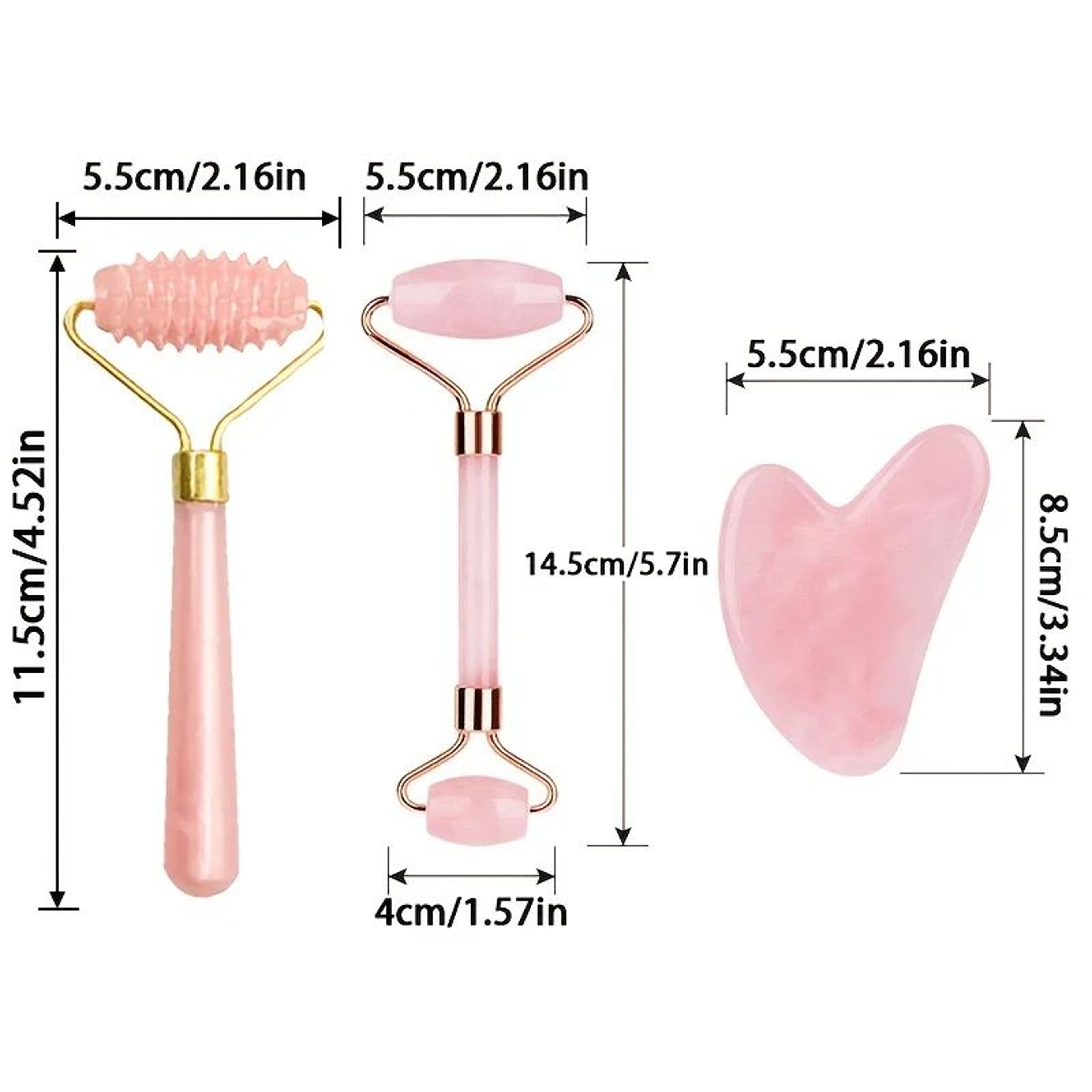 Radiance Sculpt Facial Roller Set With Gua Sha Tool And DoubleEnded Beauty Massage Stick 1