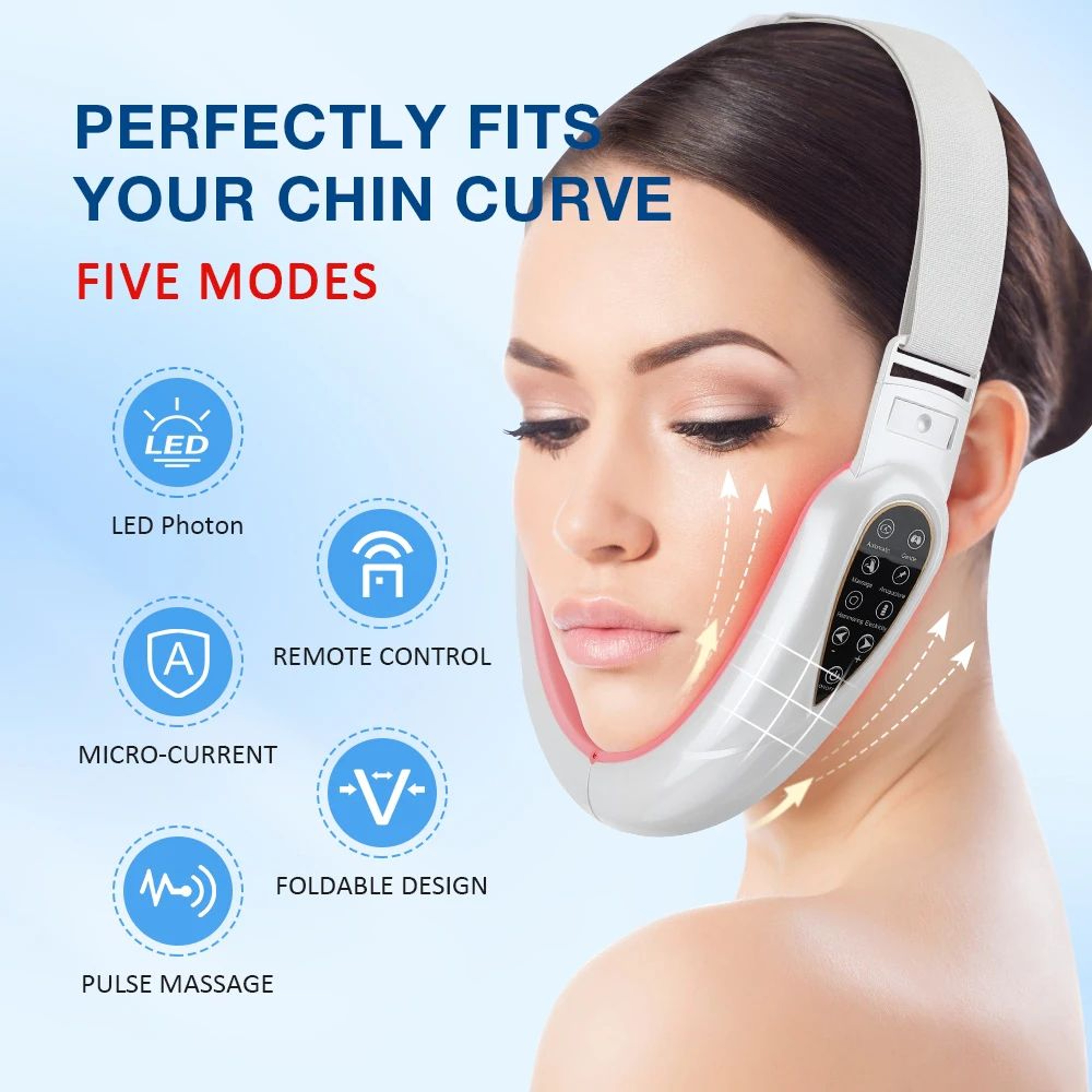 V Face Massager With LED Photon Therapy And Vibration Face Lifting Device 2