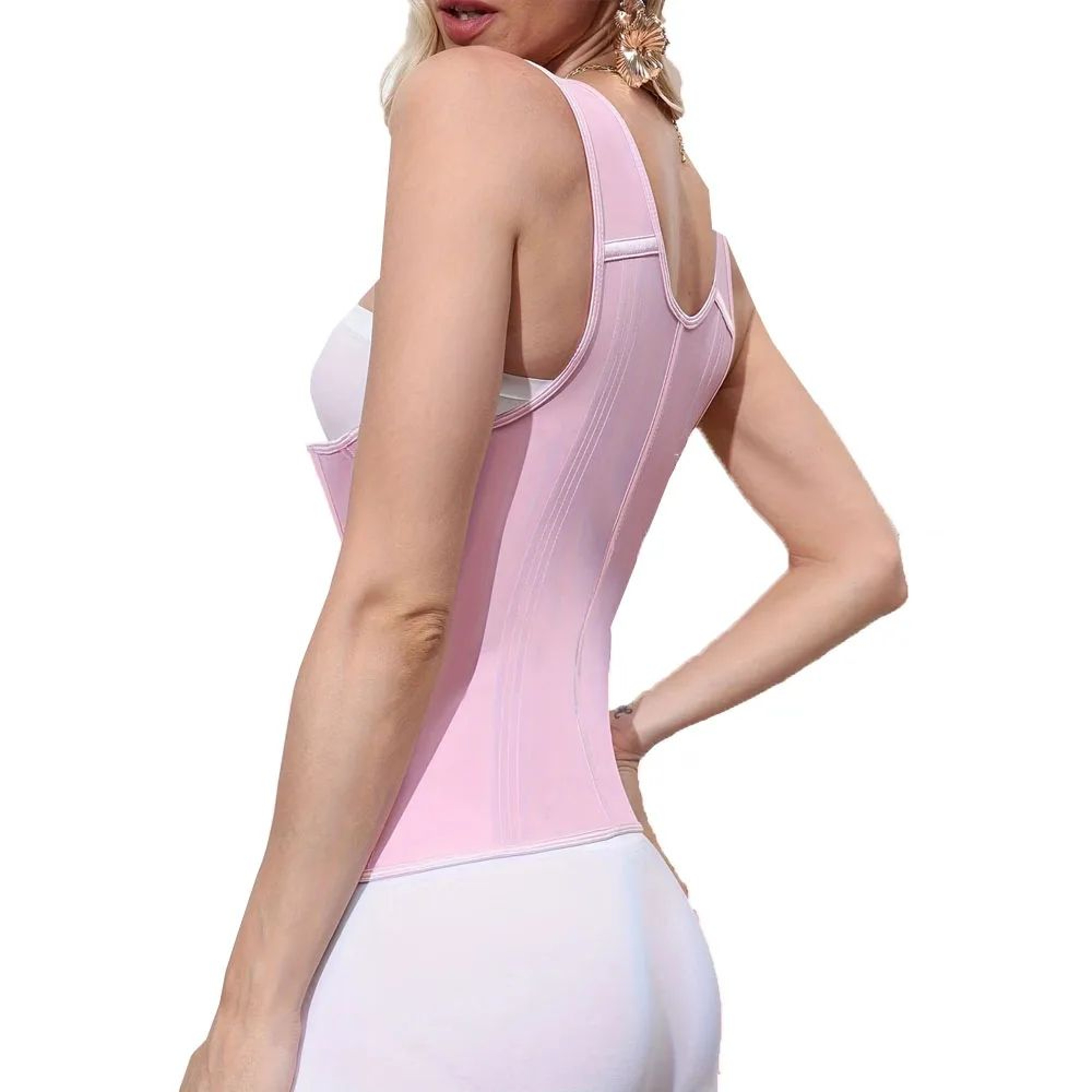 Vintage Waist Trainer Corset Mesh Waist Cincher Vest For Women With Zipper And Button Closure 3