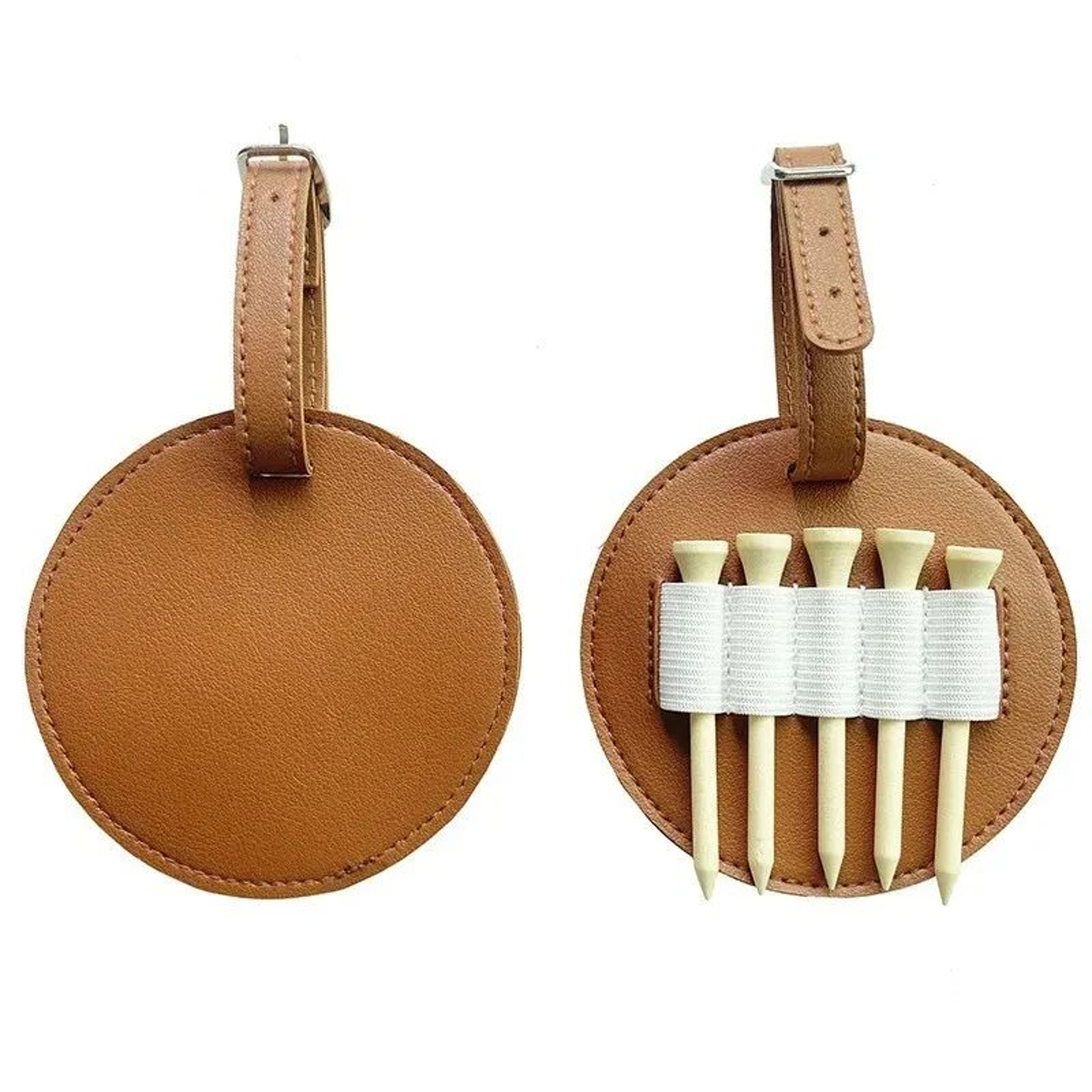 Premium Golf Ball Holder Leather Pouch With Tee Holsters And Belt Loop For Golf Bag 3