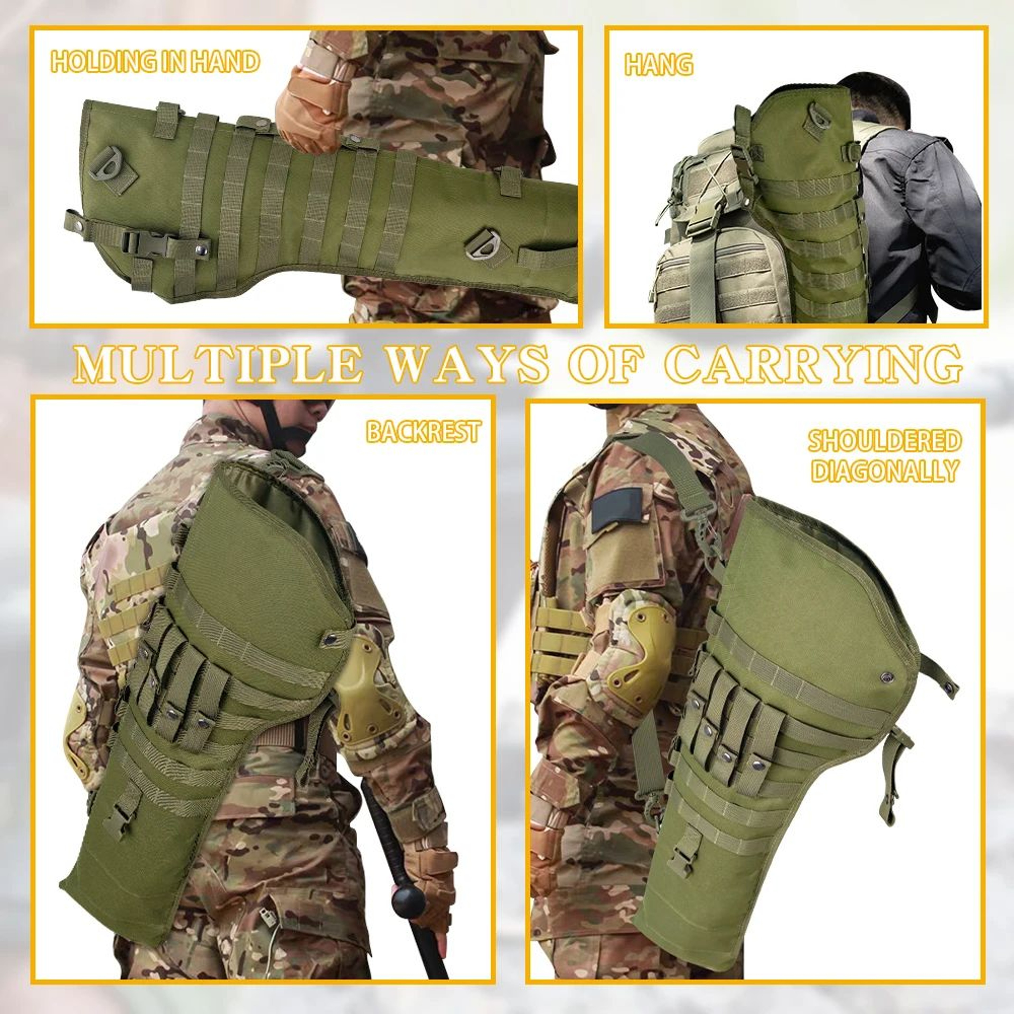 Heavy Duty Tactical Rifle Scabbard 34 Inch MOLLE Rifle Carry Bag With Adjustable Shoulder Strap 1