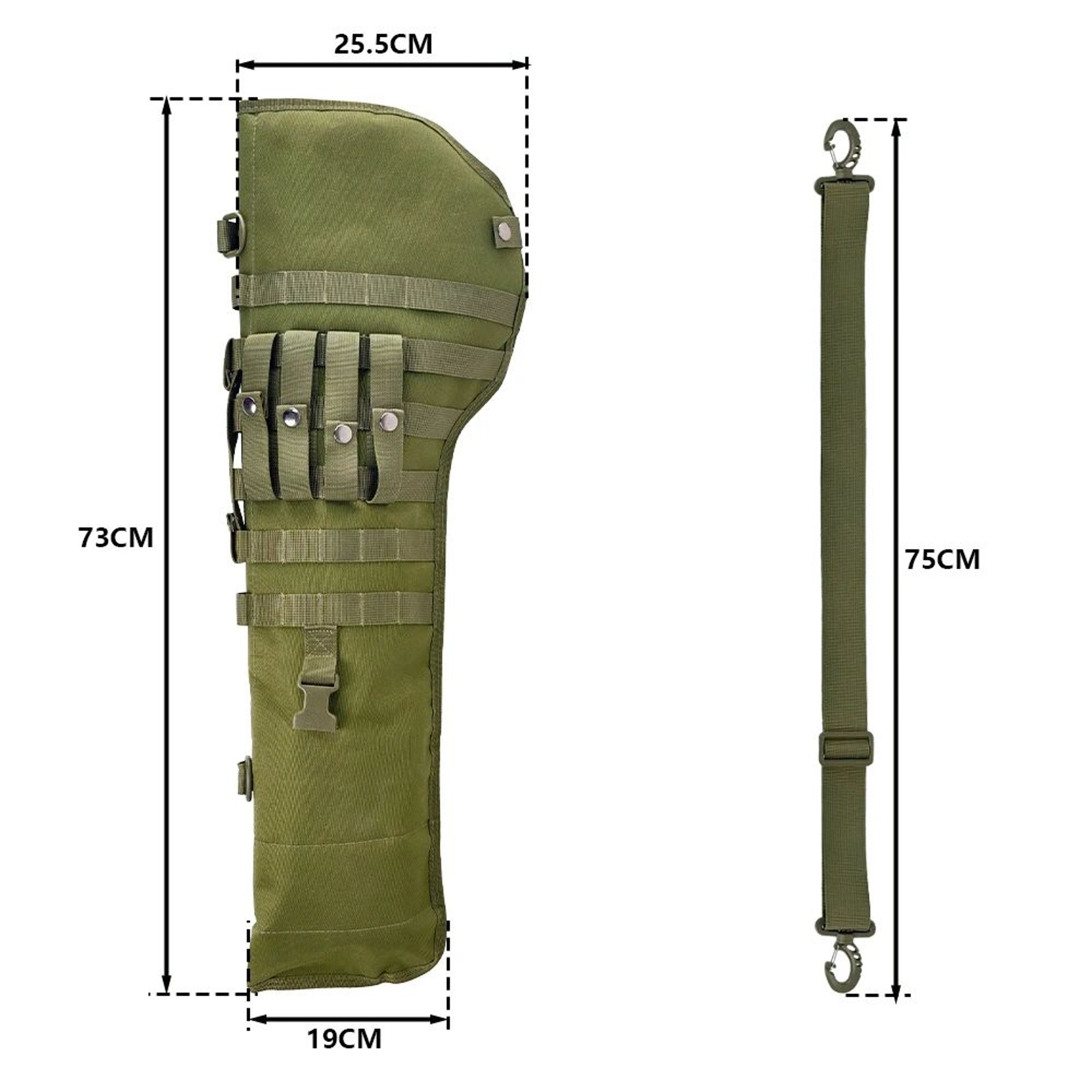 Heavy Duty Tactical Rifle Scabbard 34 Inch MOLLE Rifle Carry Bag With Adjustable Shoulder Strap 5