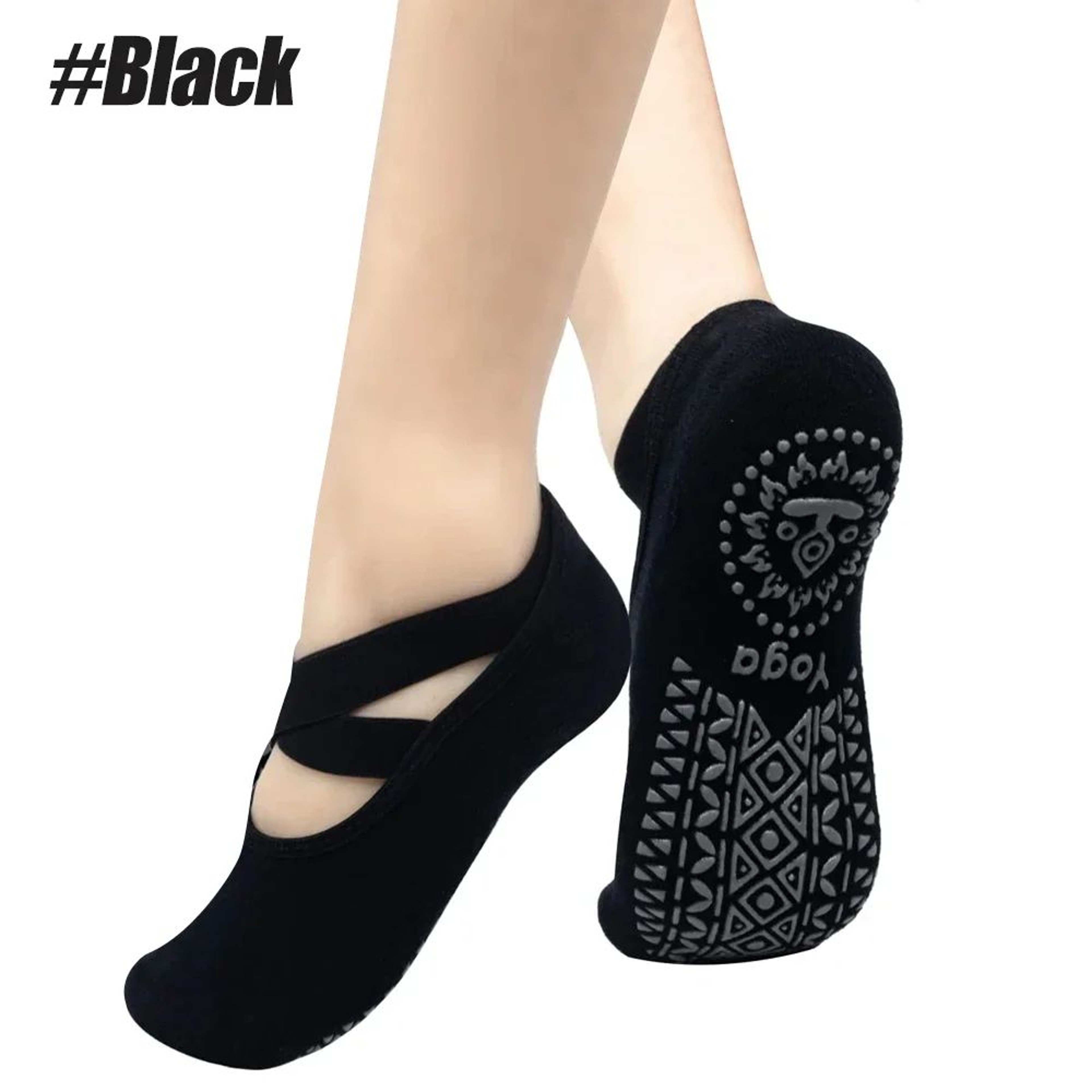 FlexGrip Pilates Grip Socks For Women Non Slip Yoga Socks With Ballet Straps 6