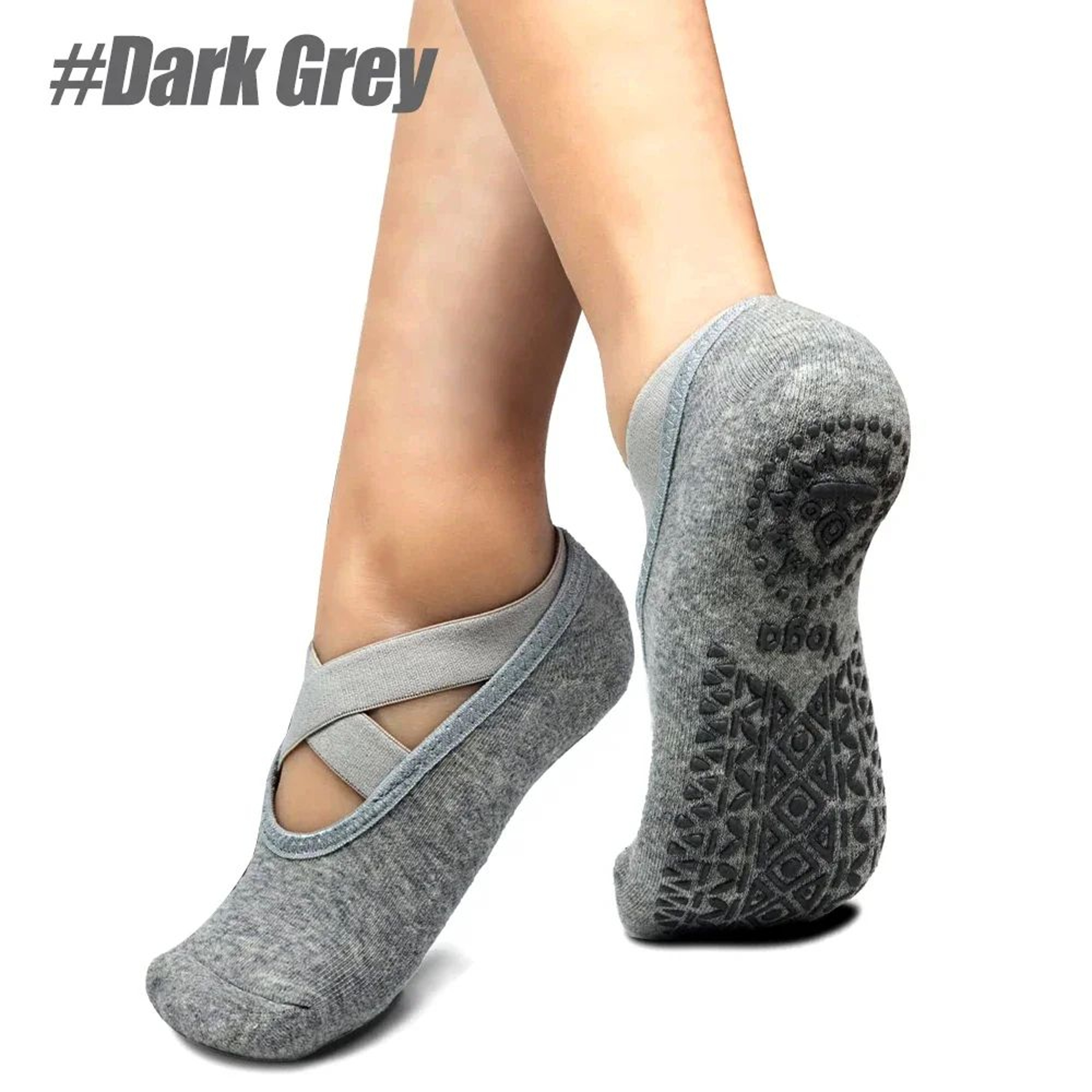 FlexGrip Pilates Grip Socks For Women Non Slip Yoga Socks With Ballet Straps 7