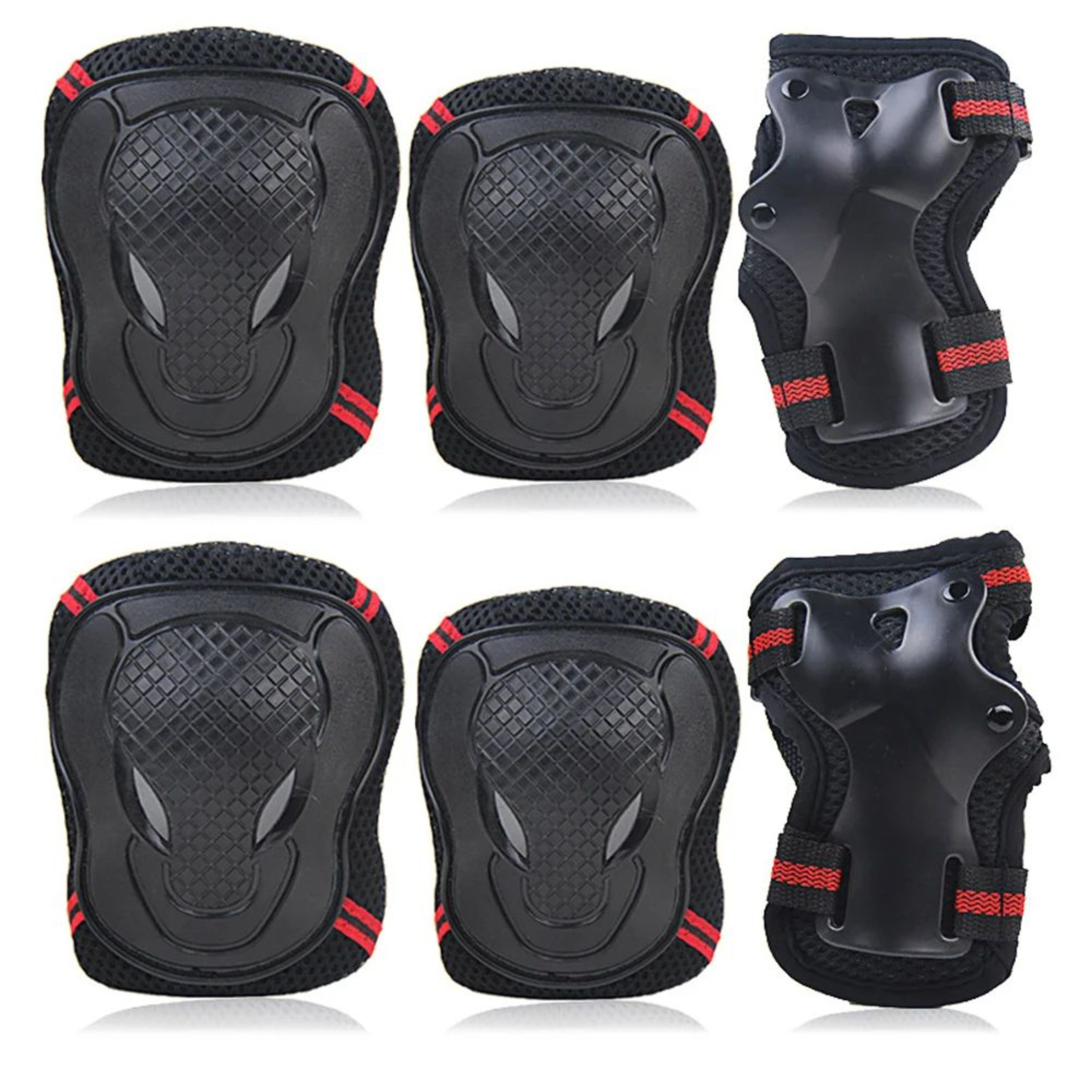 6PCS Kids Protective Gear Set With Knee And Elbow Pads And Wrist Guards For Cycling And Skating 6