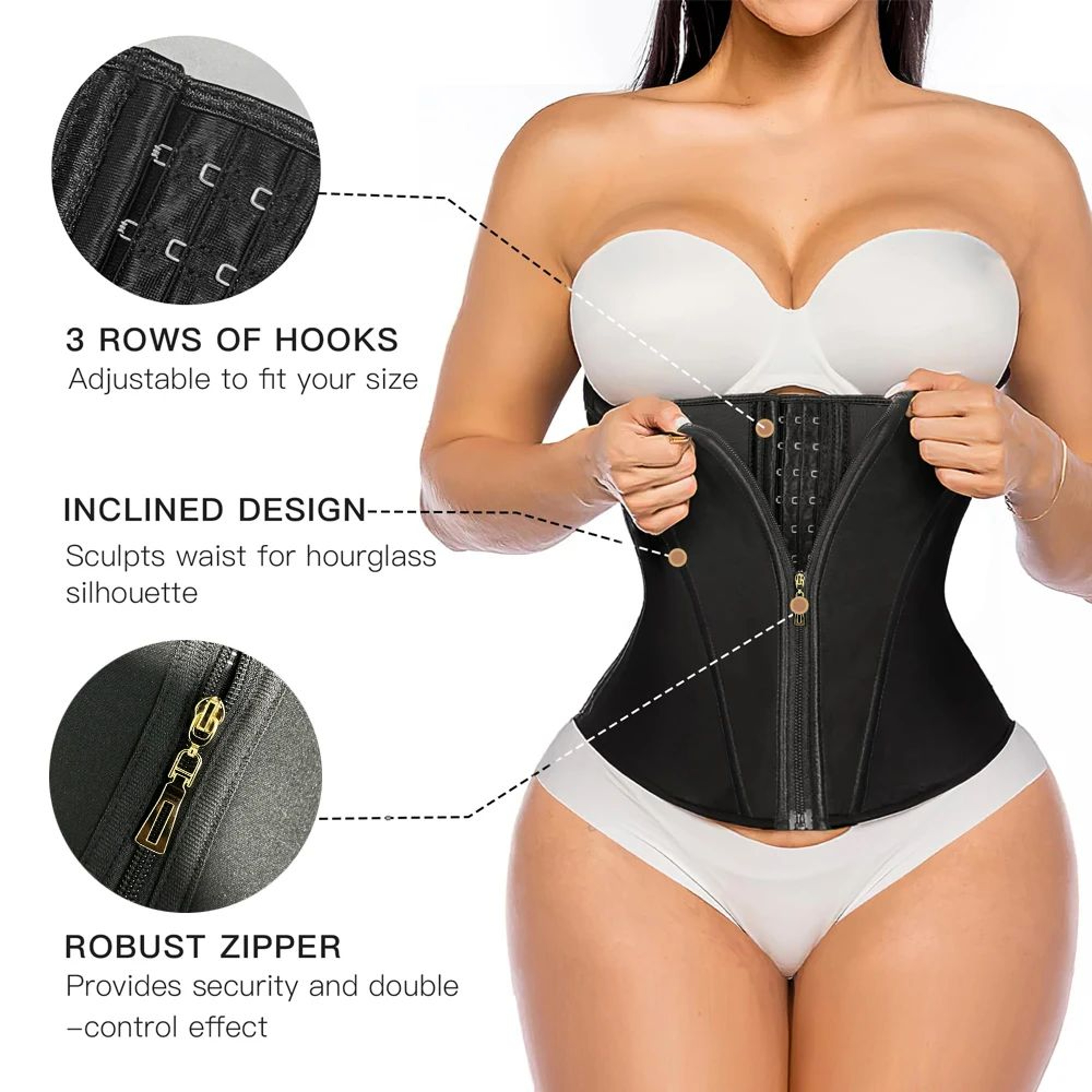 Waist Trainer Corset For Women Underbust Waist Cincher Body Shaper With Zipper And Hooks 1