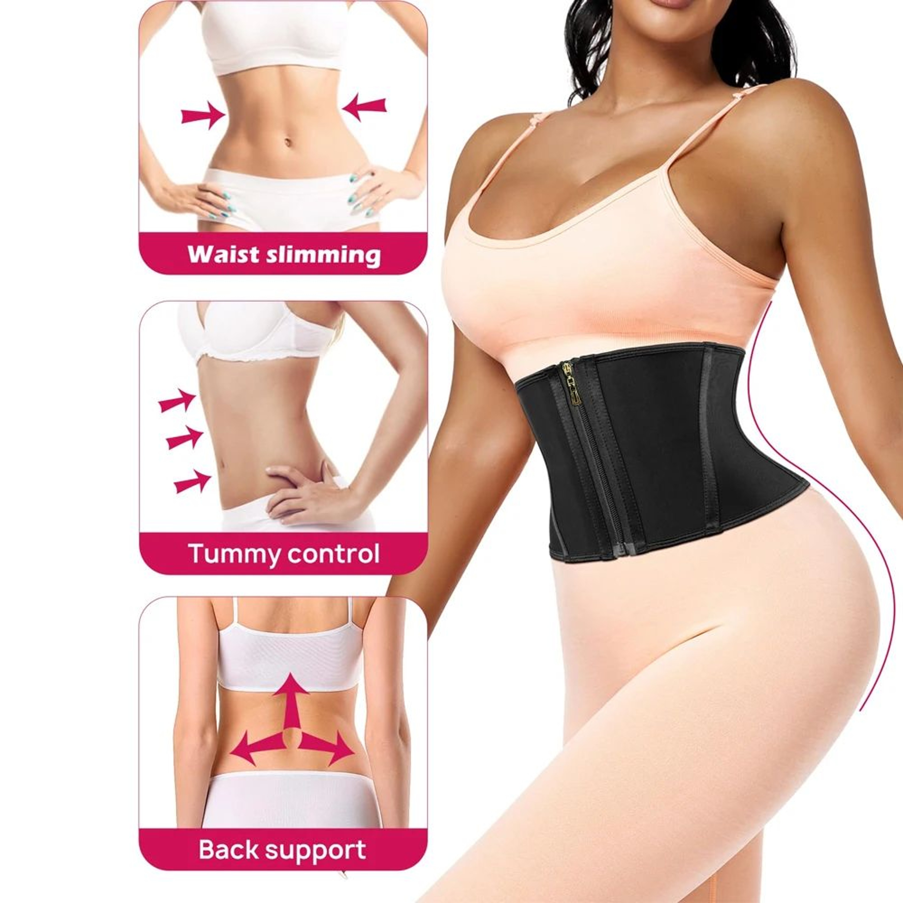 Waist Trainer Corset For Women Underbust Waist Cincher Body Shaper With Zipper And Hooks 3
