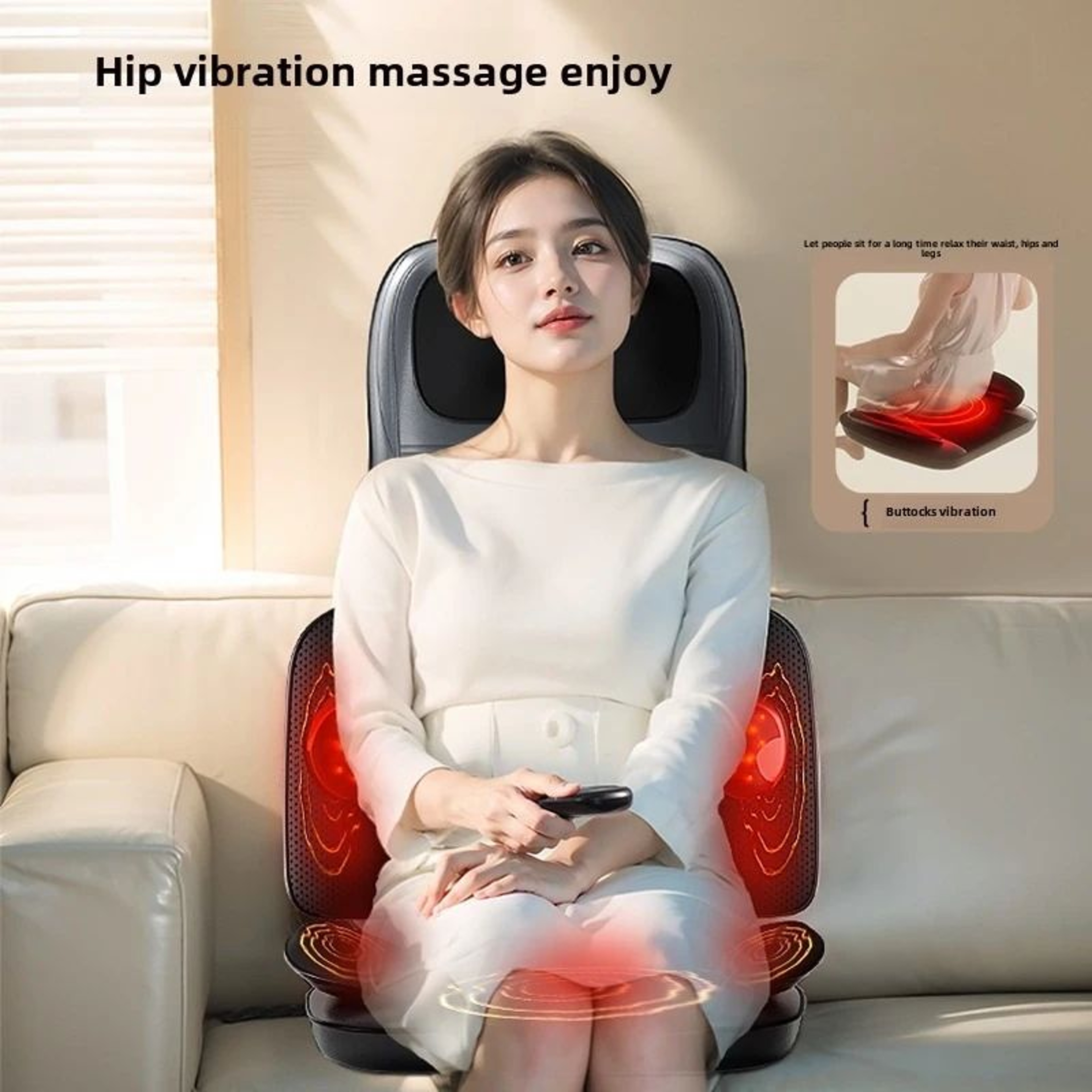 ComfortHeat Massage Seat Cushion With Heat And Back Massager For Home Office Chair 4