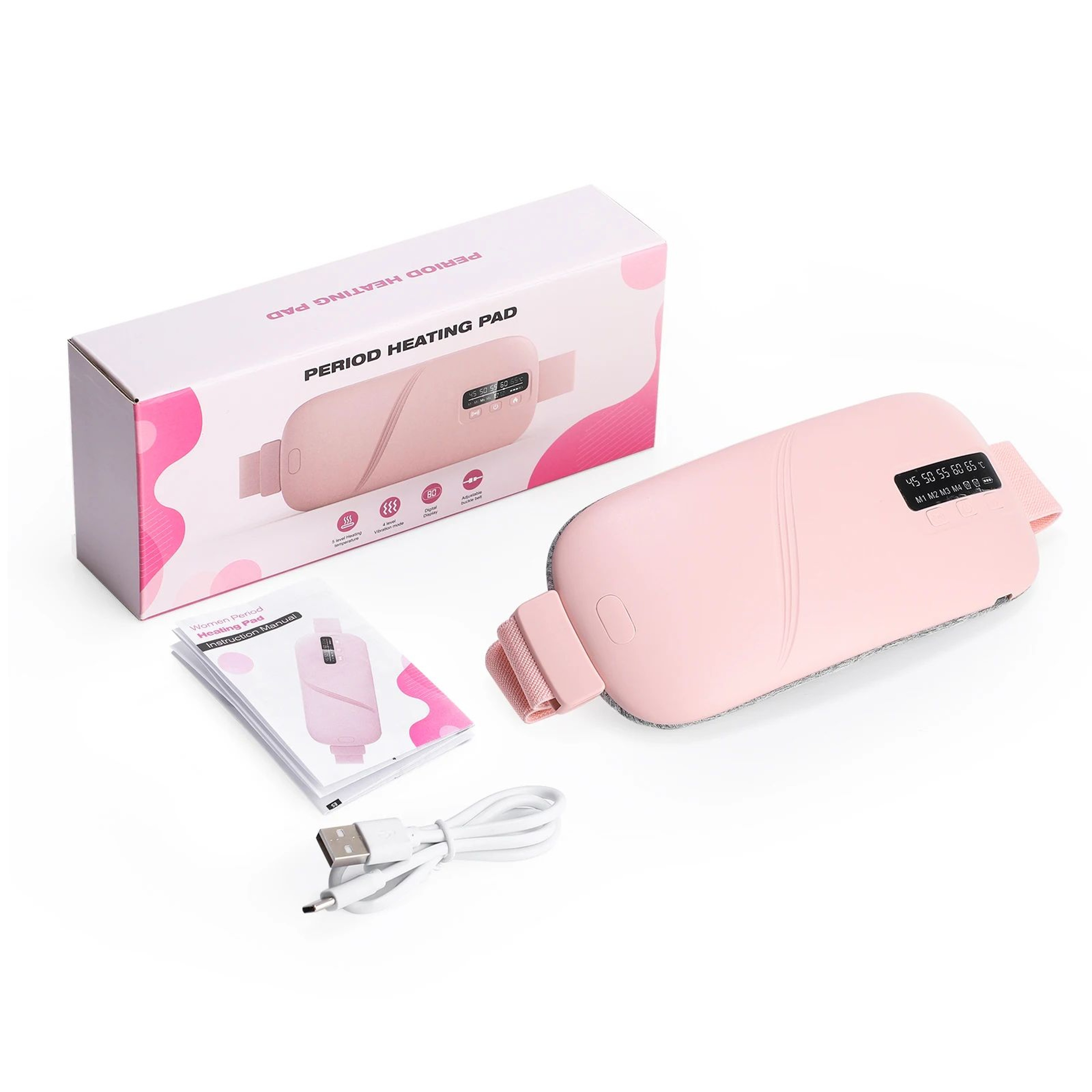 ThermiEase Menstrual Heating Pad Abdominal Massager Belt With Heat Vibration And USB TypeC Recharge 6