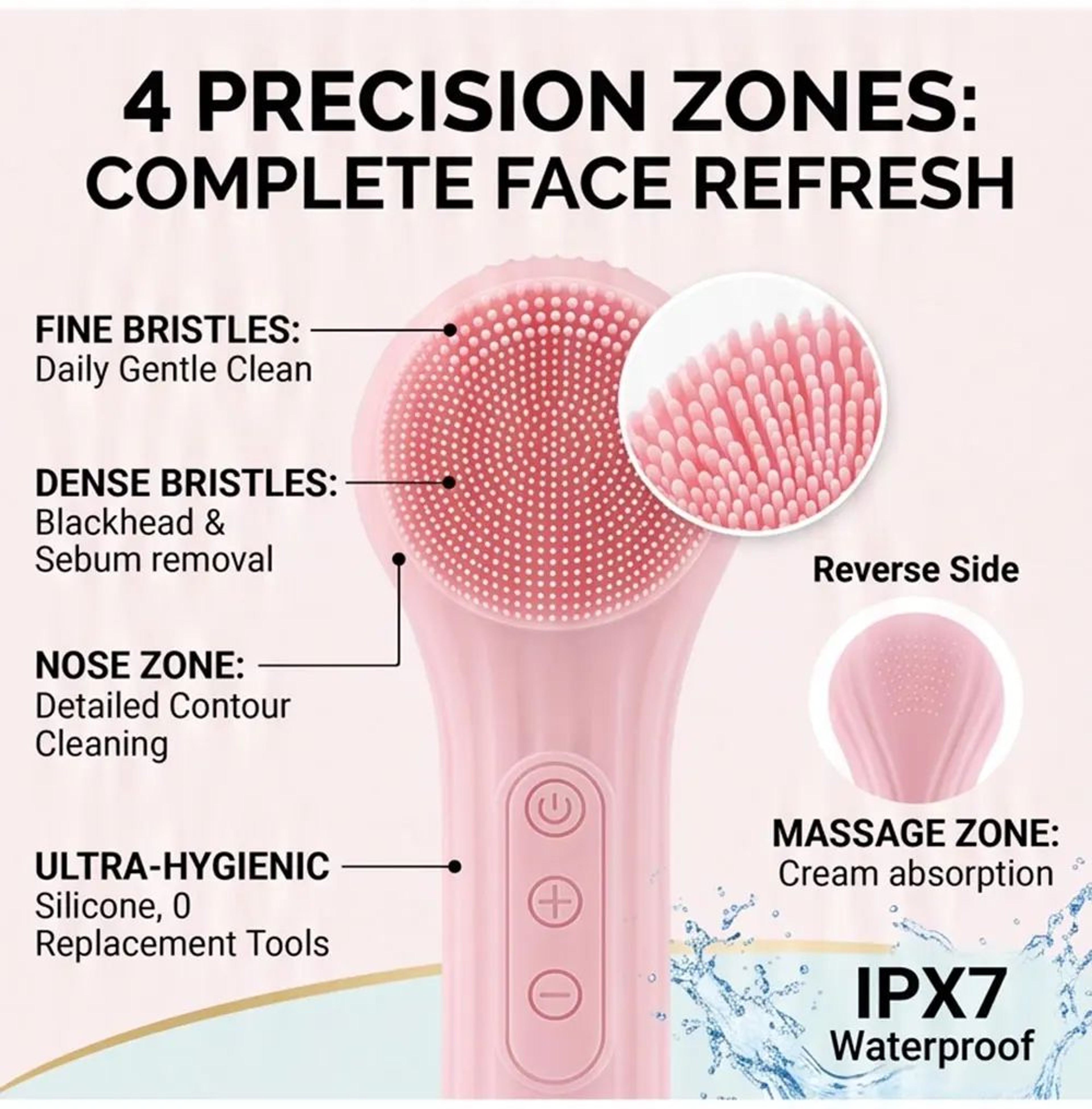 RadianceGlow Sonic Facial Cleansing Brush With Heat Massage Rechargeable Silicone Face Scrubber 1