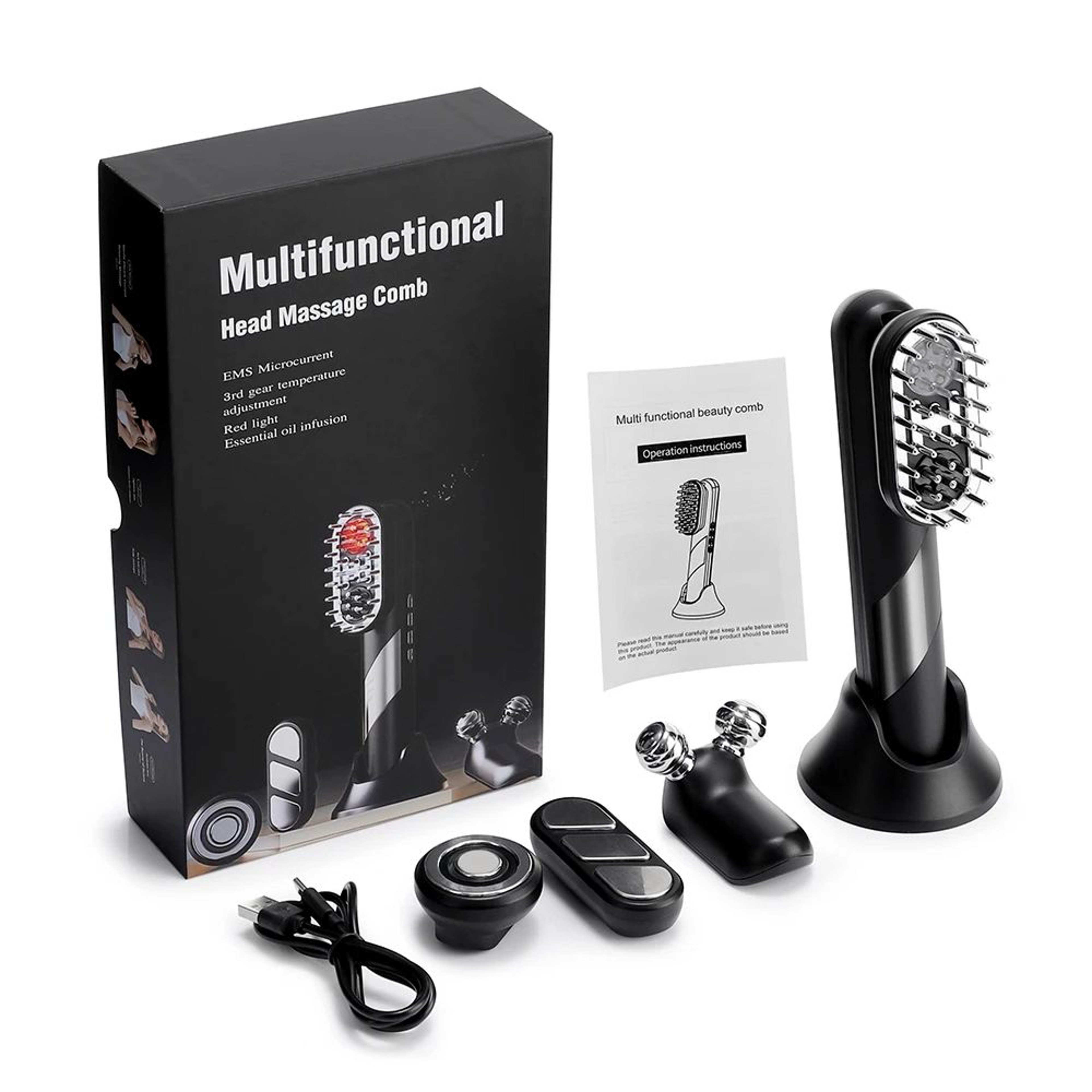 4in1 EMS Scalp Massager With Red Light Therapy Hair Growth Comb For Scalp Face And Body 6