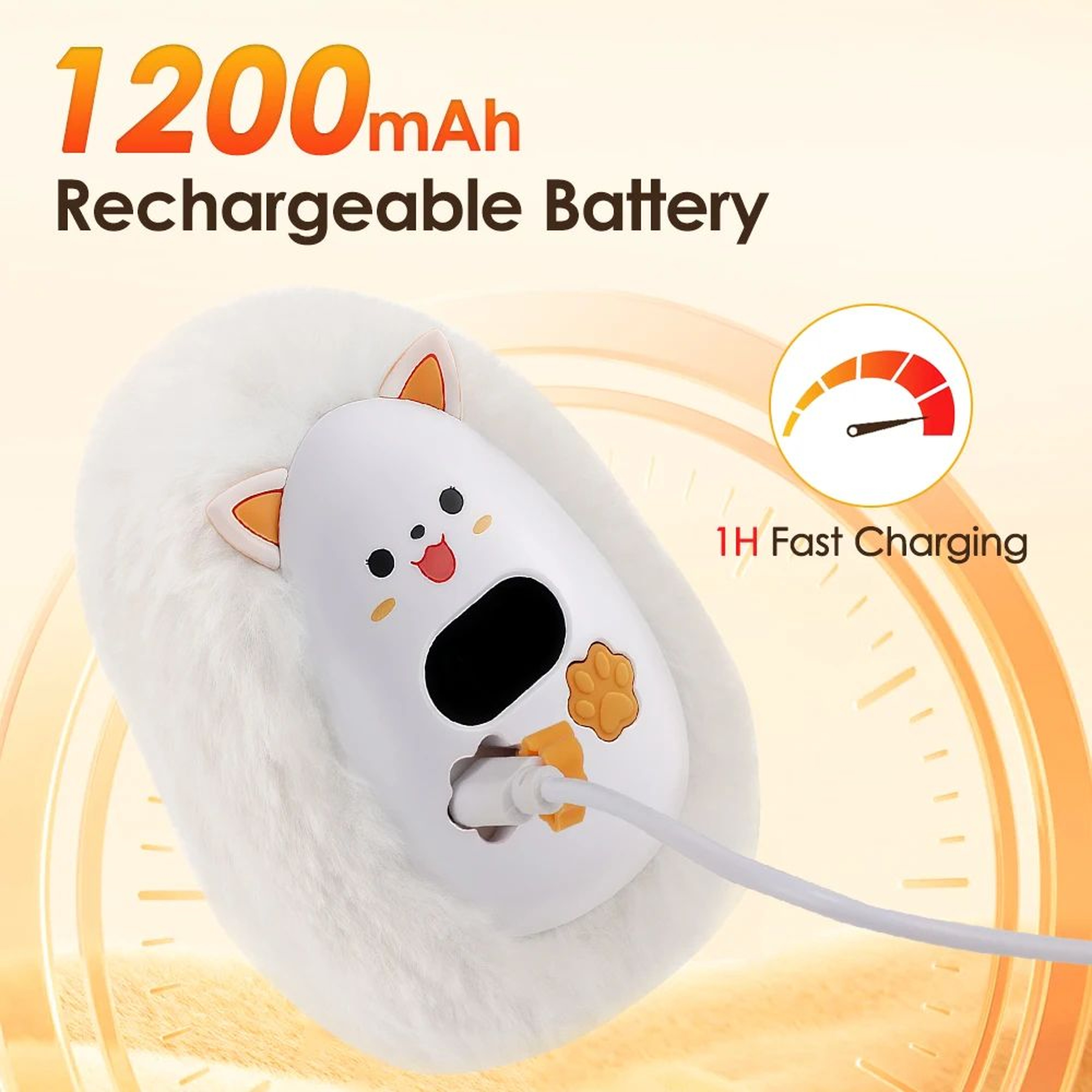 CozyFox Rechargeable Hand Warmer Plush Pocket Heater With Portable Hand Warmer 3 Heat Levels 3