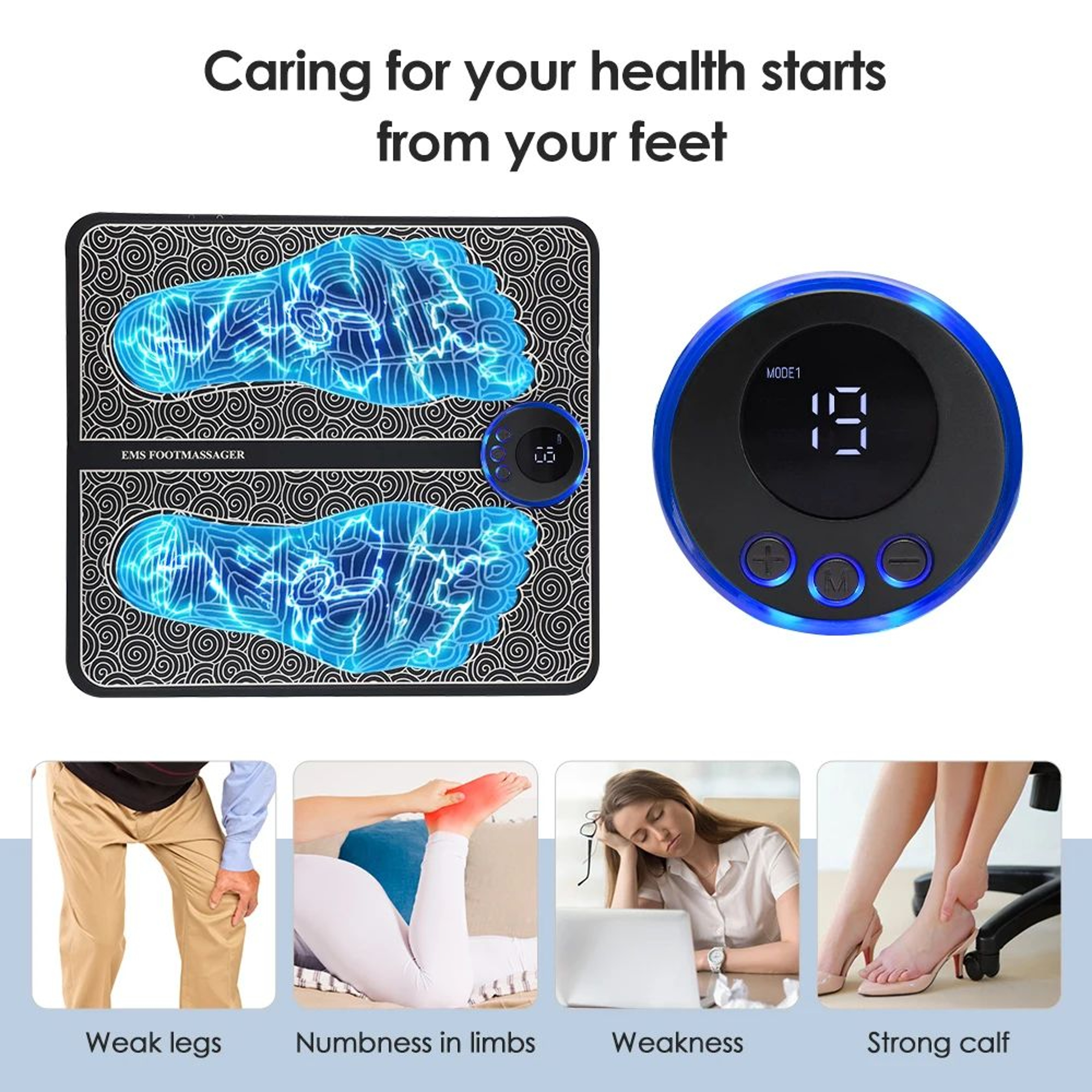 CozyPulse EMS Foot Massager Electric Foot Massage Pad With Remote Control 1