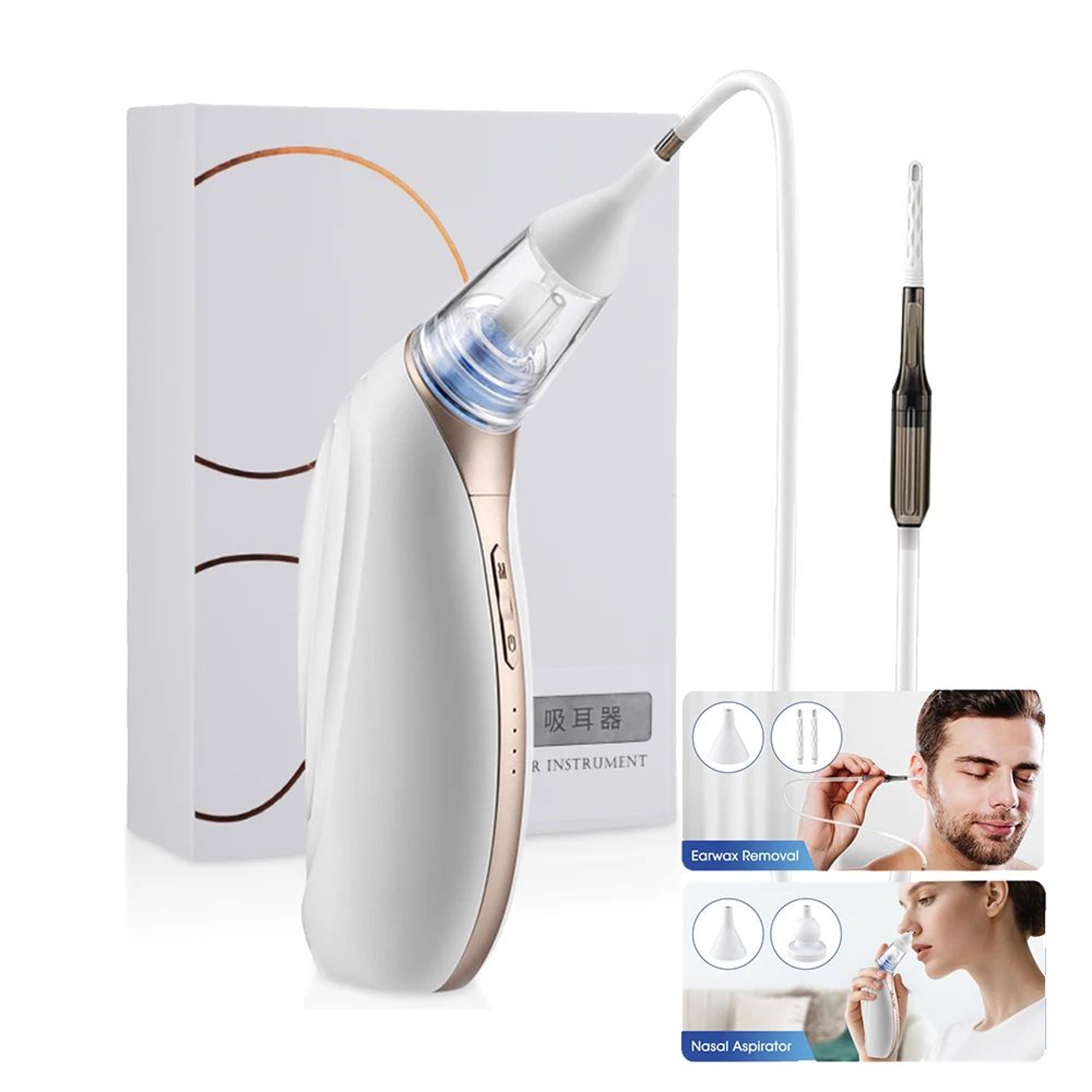Gentle Electric Ear Wax Remover And Nasal Aspirator USB Rechargeable Ear Cleaning Vacuum For Adults 0