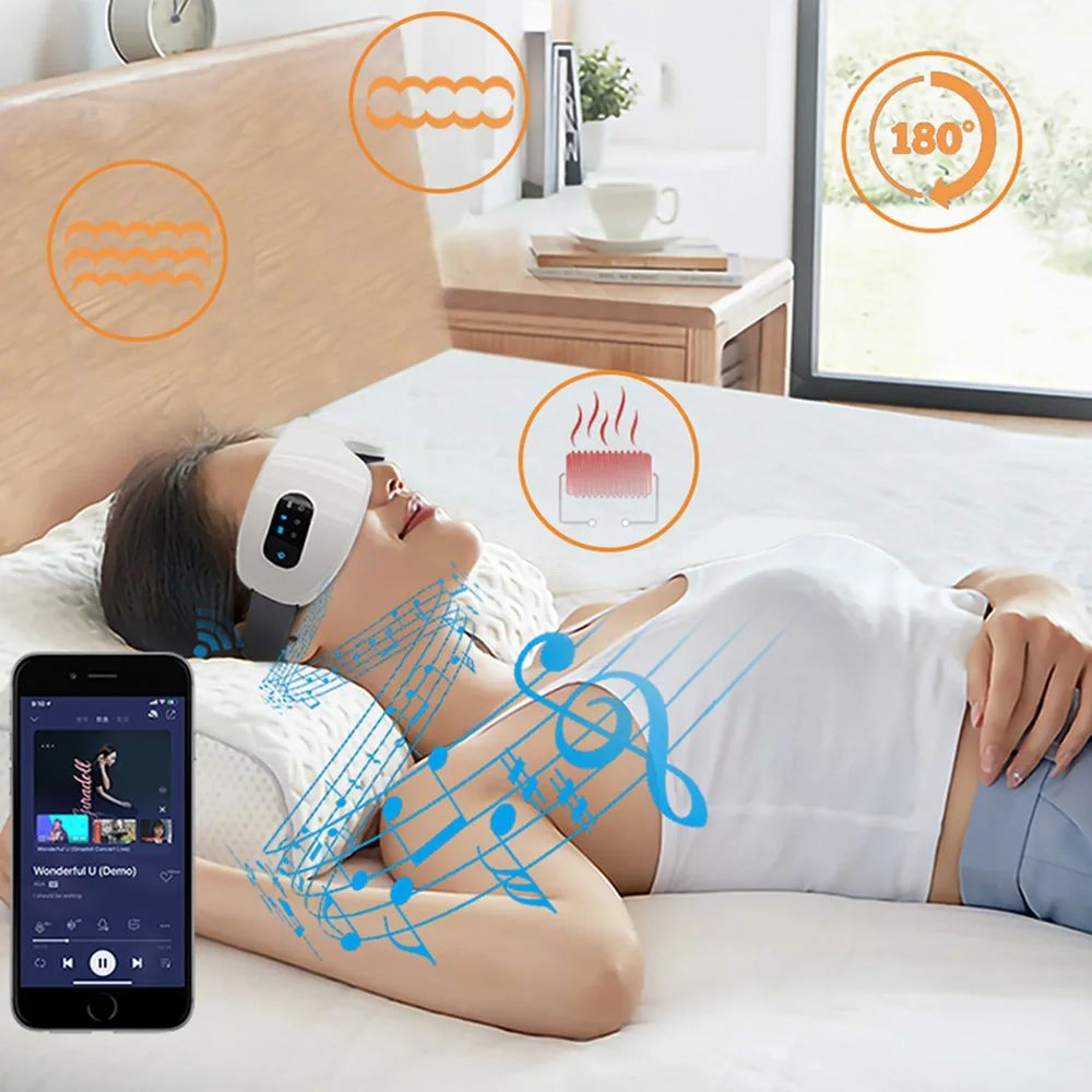 Smart Heated Eye Massager With Vibration Bluetooth Music  Relaxing Eye Mask For Sleep And Stress Re 1