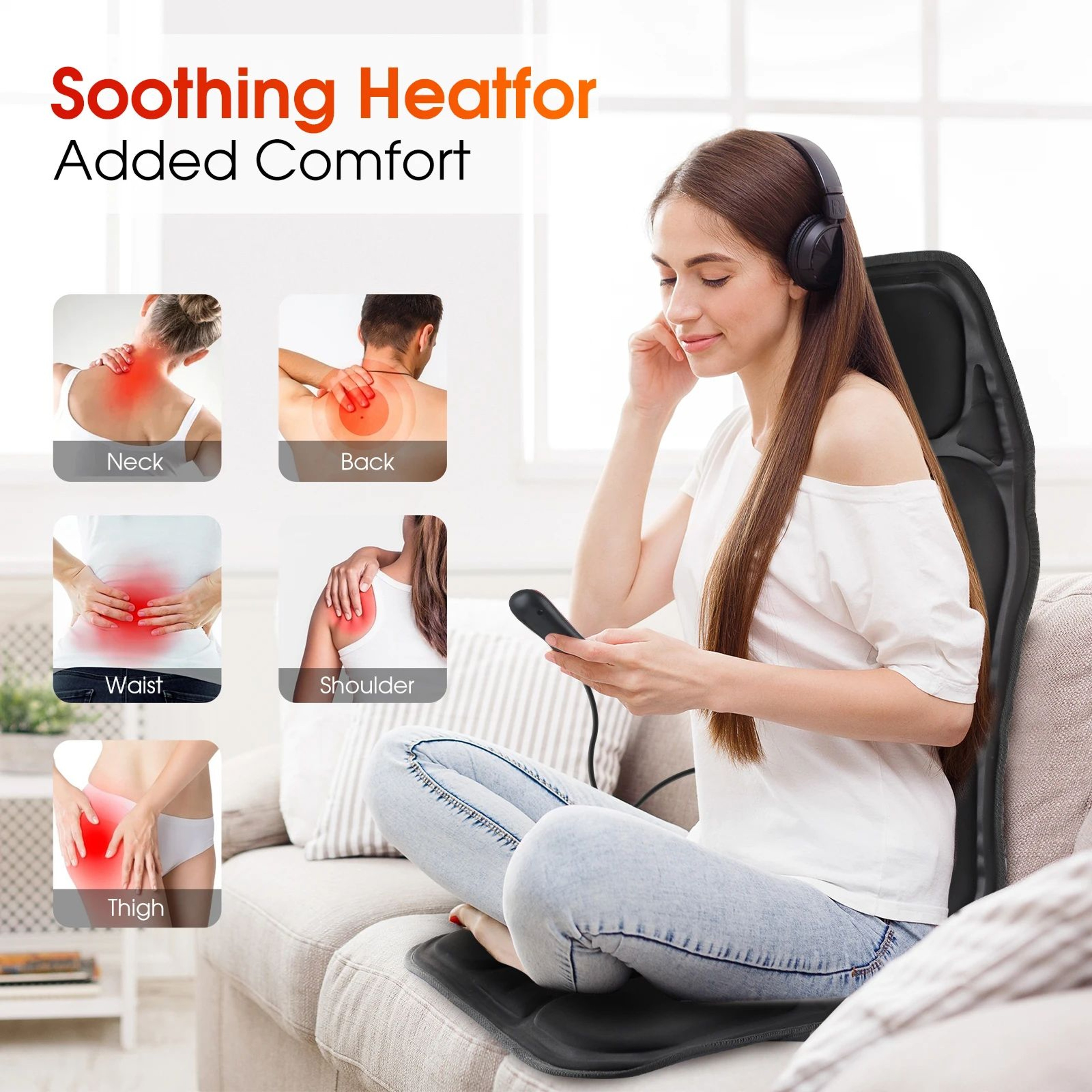 ThermaRelax Heated Massage Pad With Vibration For Back Lumbar Office And Car Seats 5