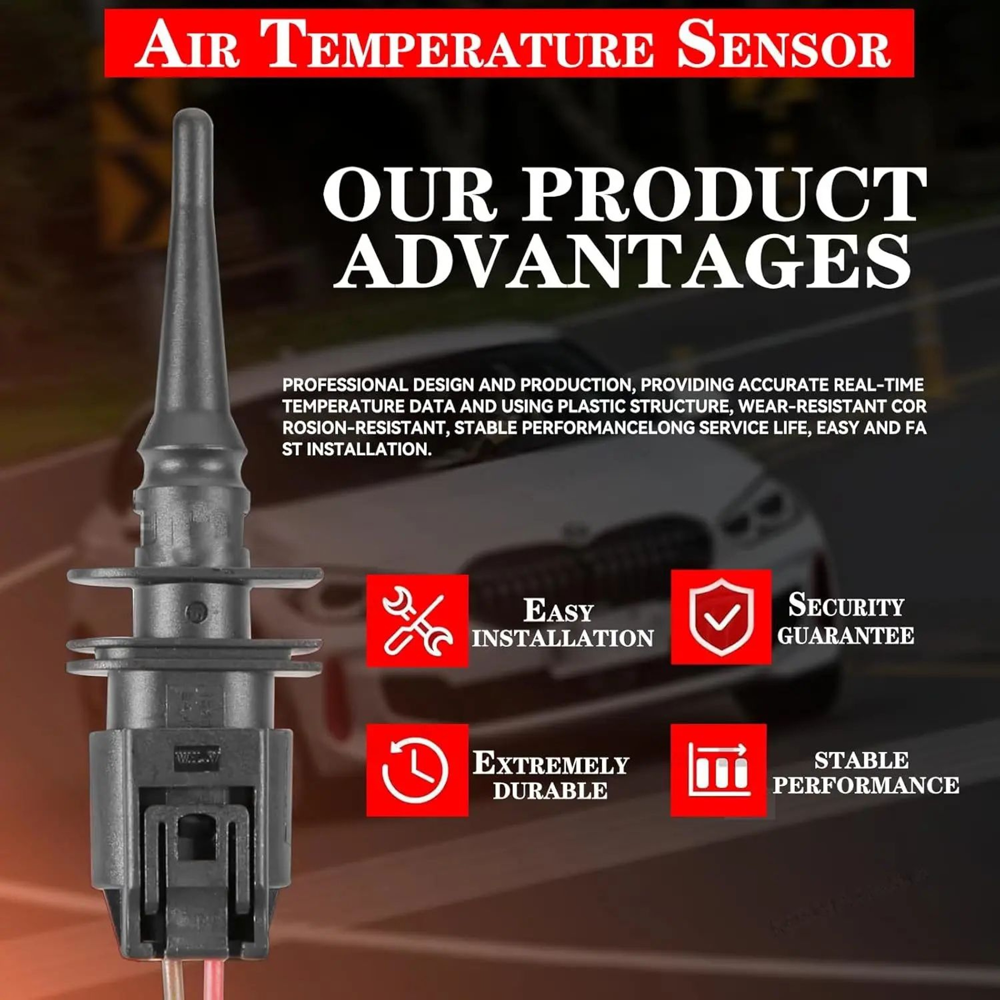 BMW Ambient Air Temperature Sensor With Connector Pigtail Plug Replacement 65816905133 3