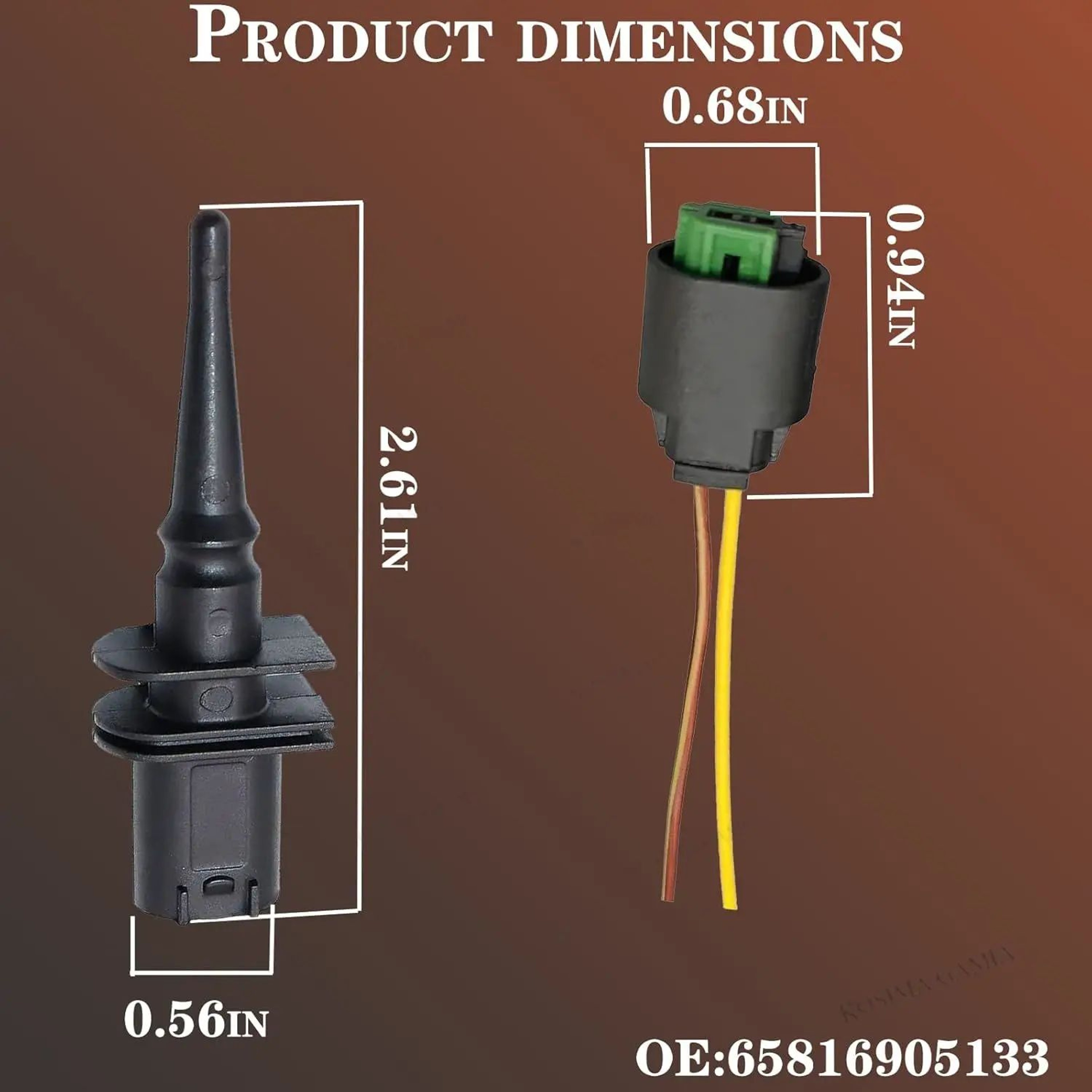 BMW Ambient Air Temperature Sensor With Connector Pigtail Plug Replacement 65816905133 5