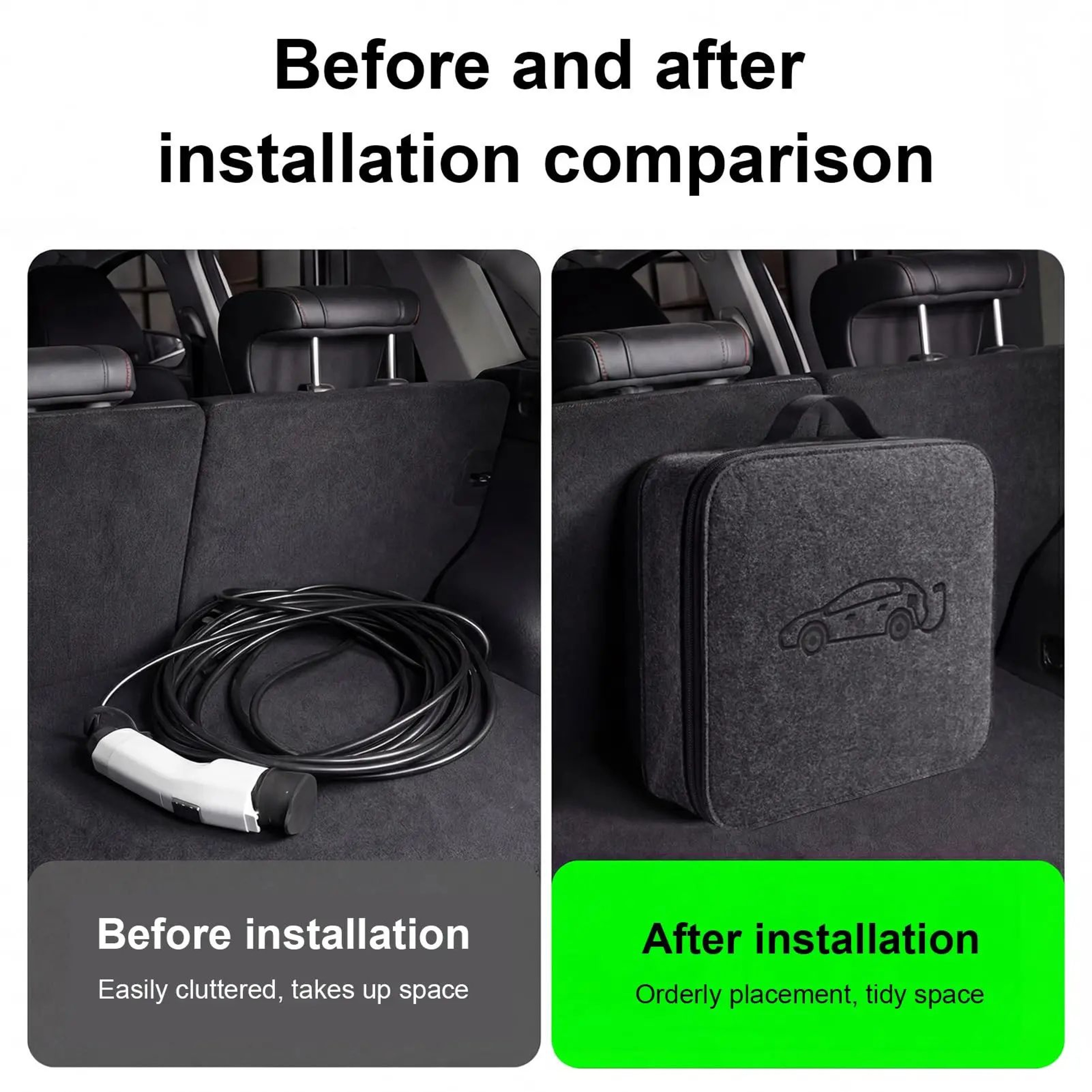 Portable Waterproof EV Charger Cable Bag With Handle EV Charging Cable Organizer Case 4