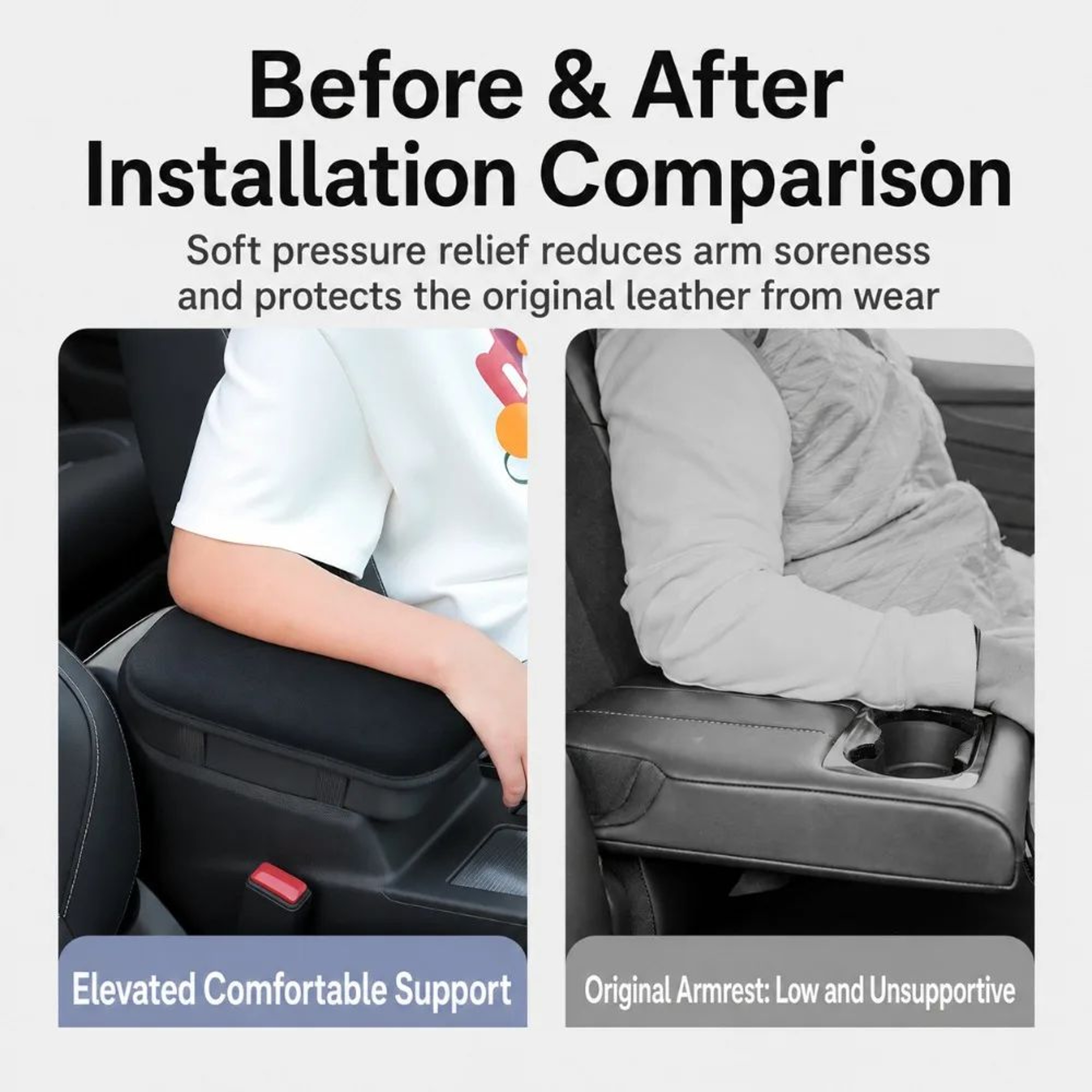 Universal Car Armrest Cushion Plush Center Console Cushion NonSlip Armrest Pad 5