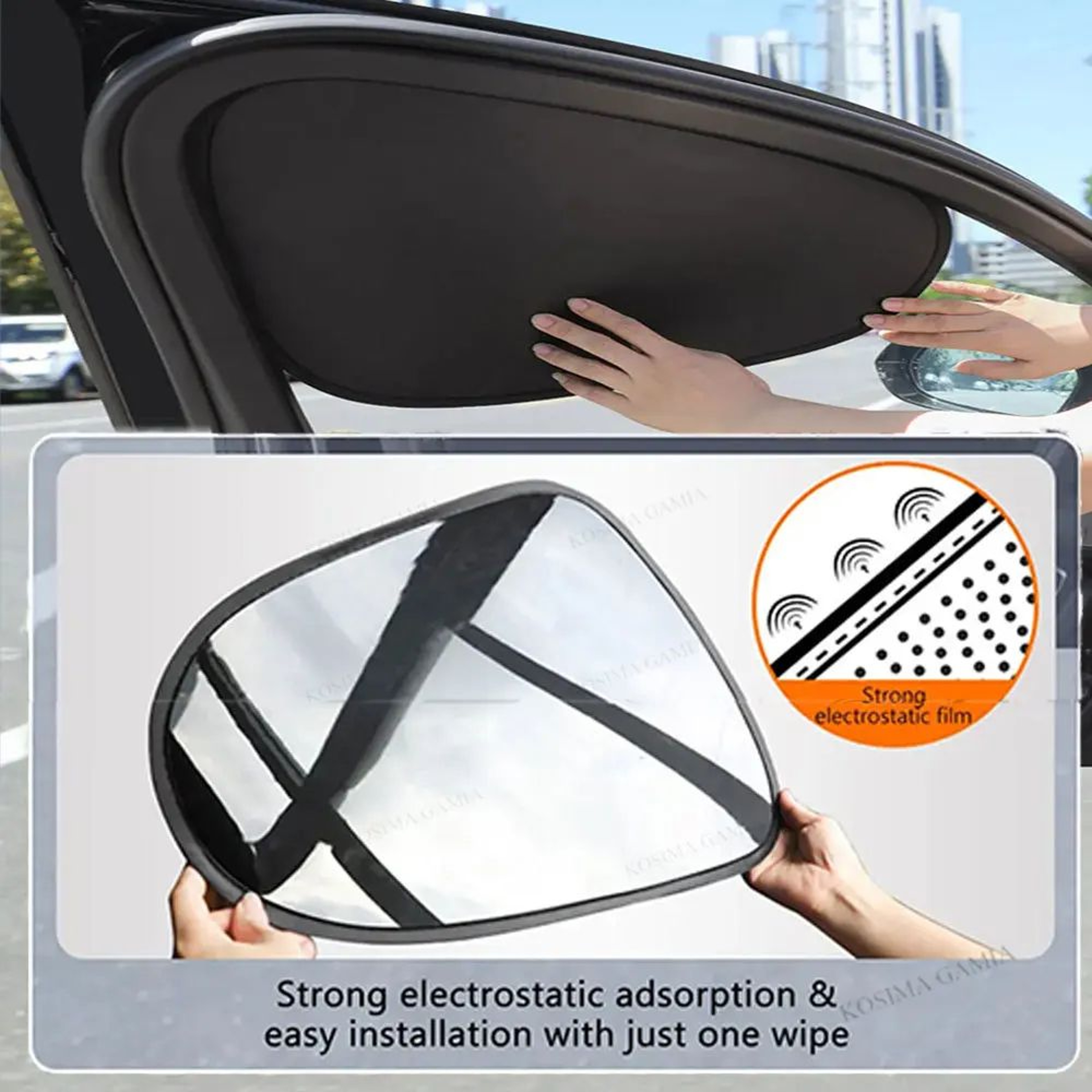 Electrostatic Car Window Sun Shade 4Layer UV Blocking AntiGlare Side Window Visor 2