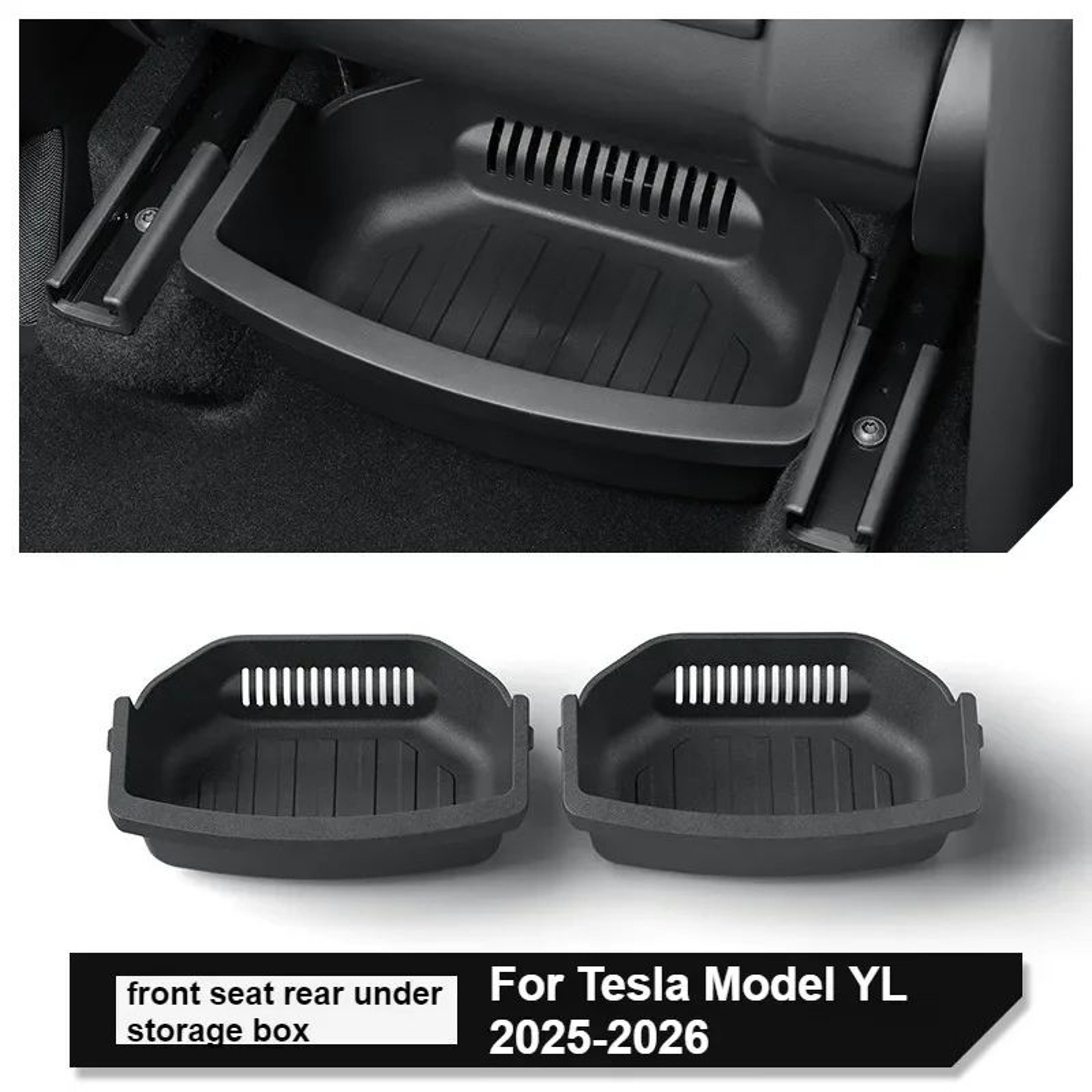 Tesla Model YL 6Seat Under Seat Storage Box TPE Seat Organizer Tray Hidden Drawer 6