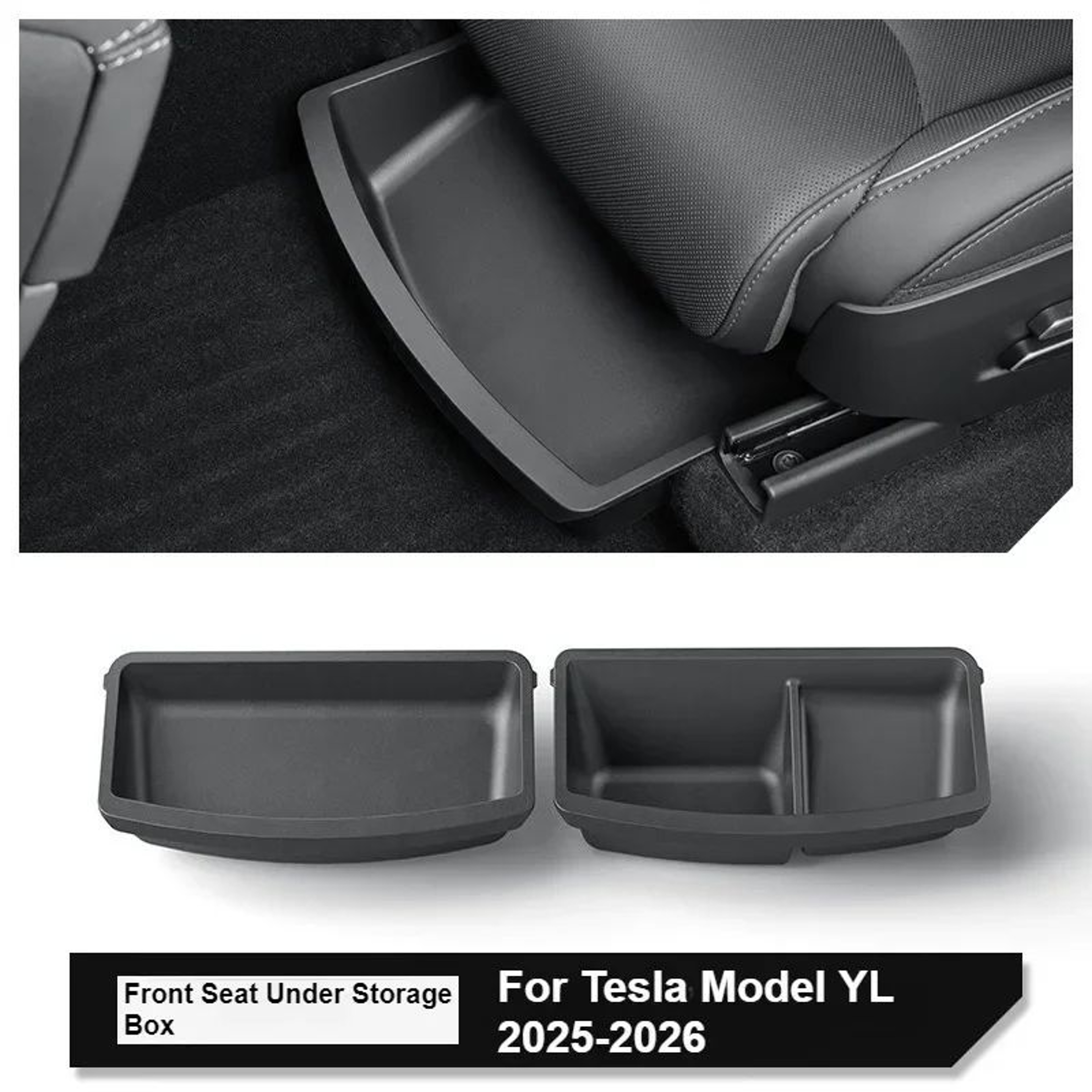 Tesla Model YL 6Seat Under Seat Storage Box TPE Seat Organizer Tray Hidden Drawer 7