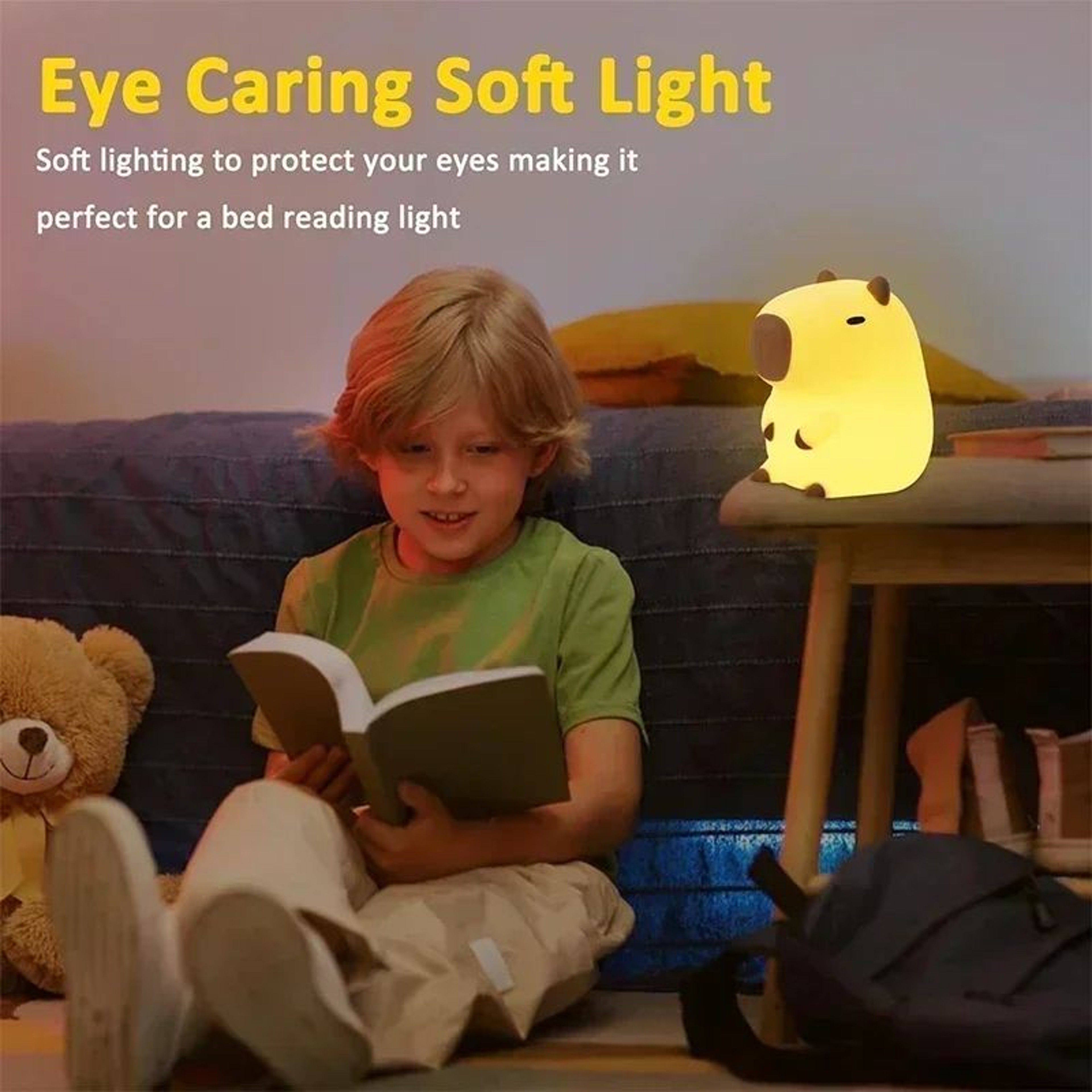 Cute Capybara Silicone Night Light Rechargeable LED Night Lamp For Kids Bedroom Nursery 2
