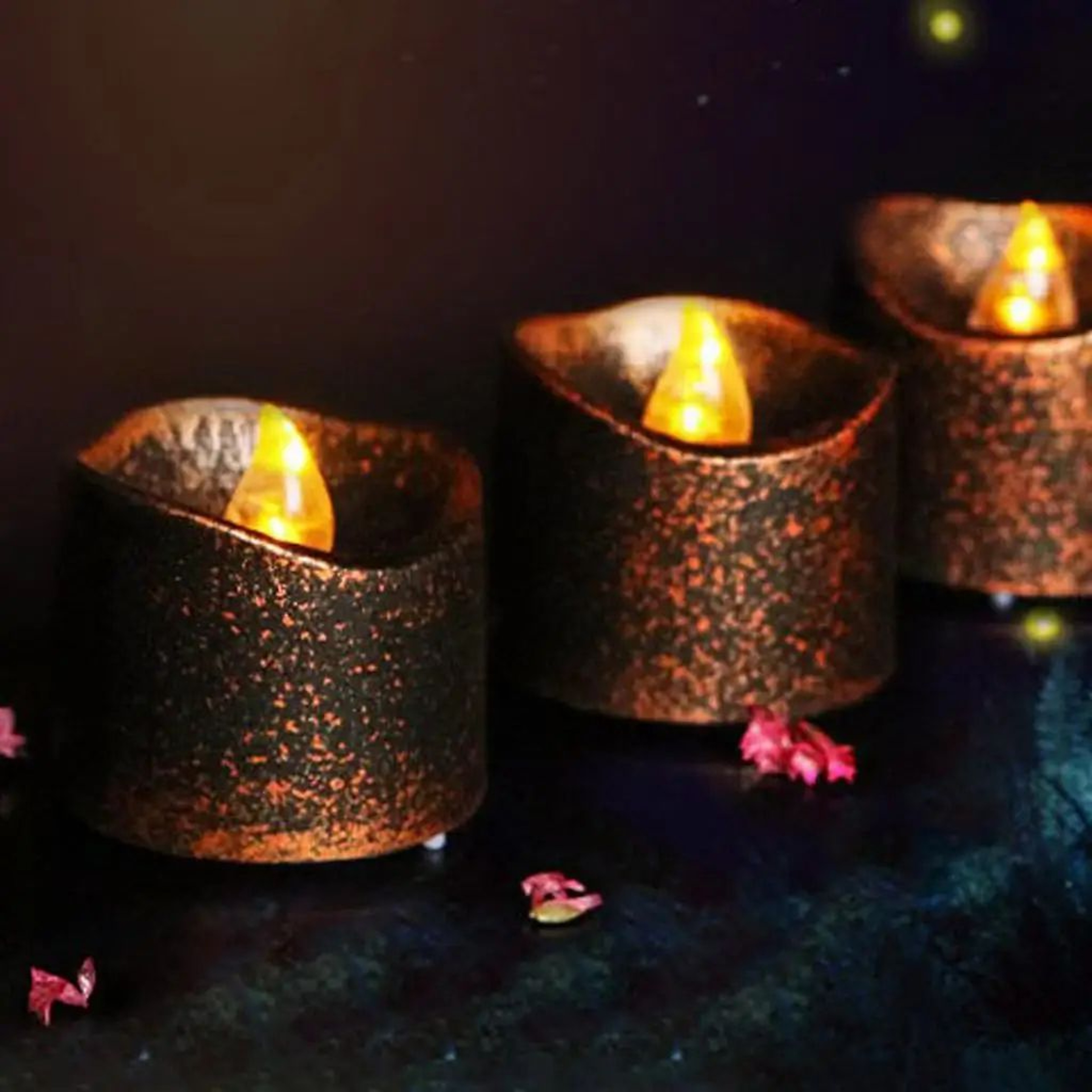 Vintage Black Wax Flameless LED Candle Battery Operated LED Tea Light For Home And Event Decor 3