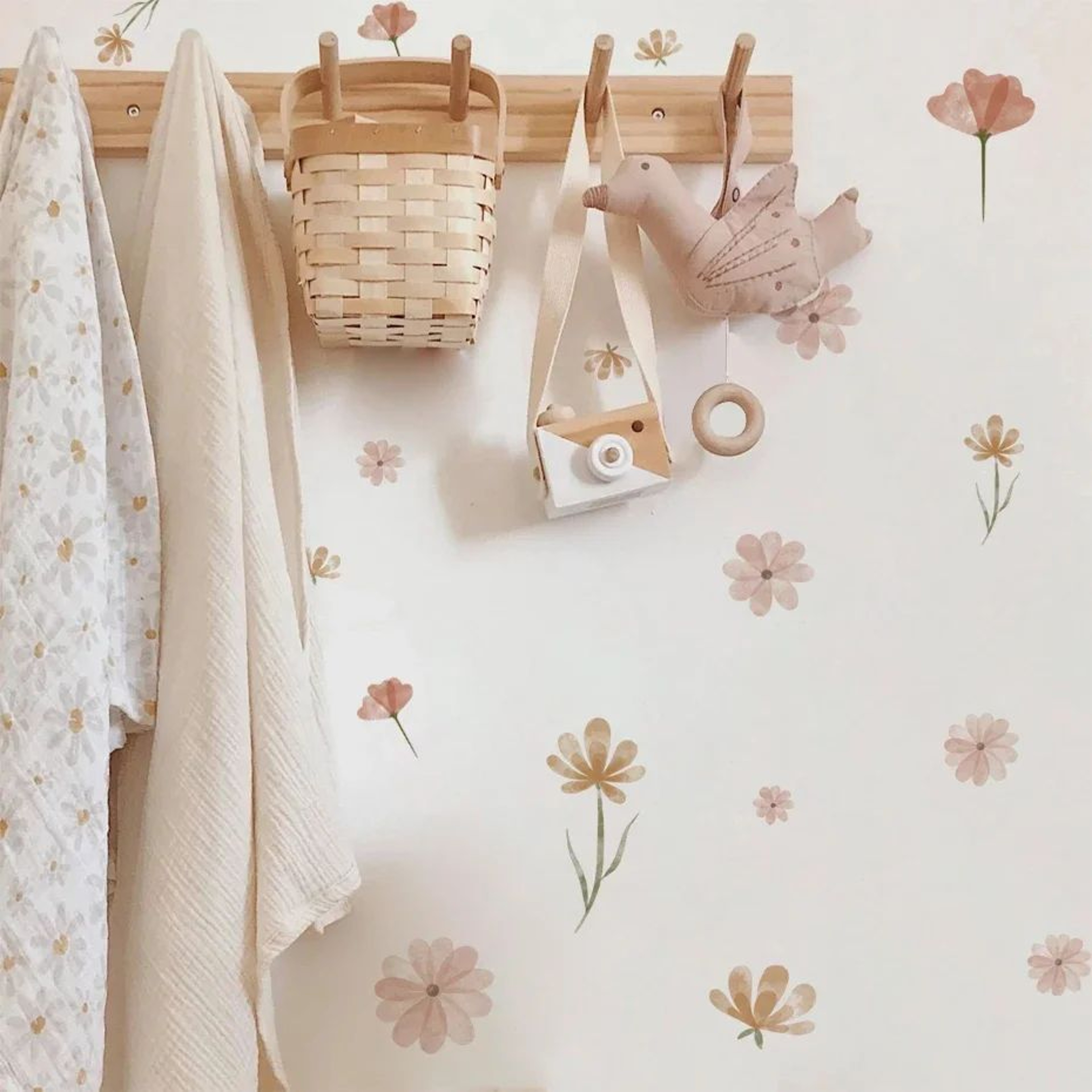 Watercolor Boho Flower Wall Decals  Removable Floral Nursery Decor 1