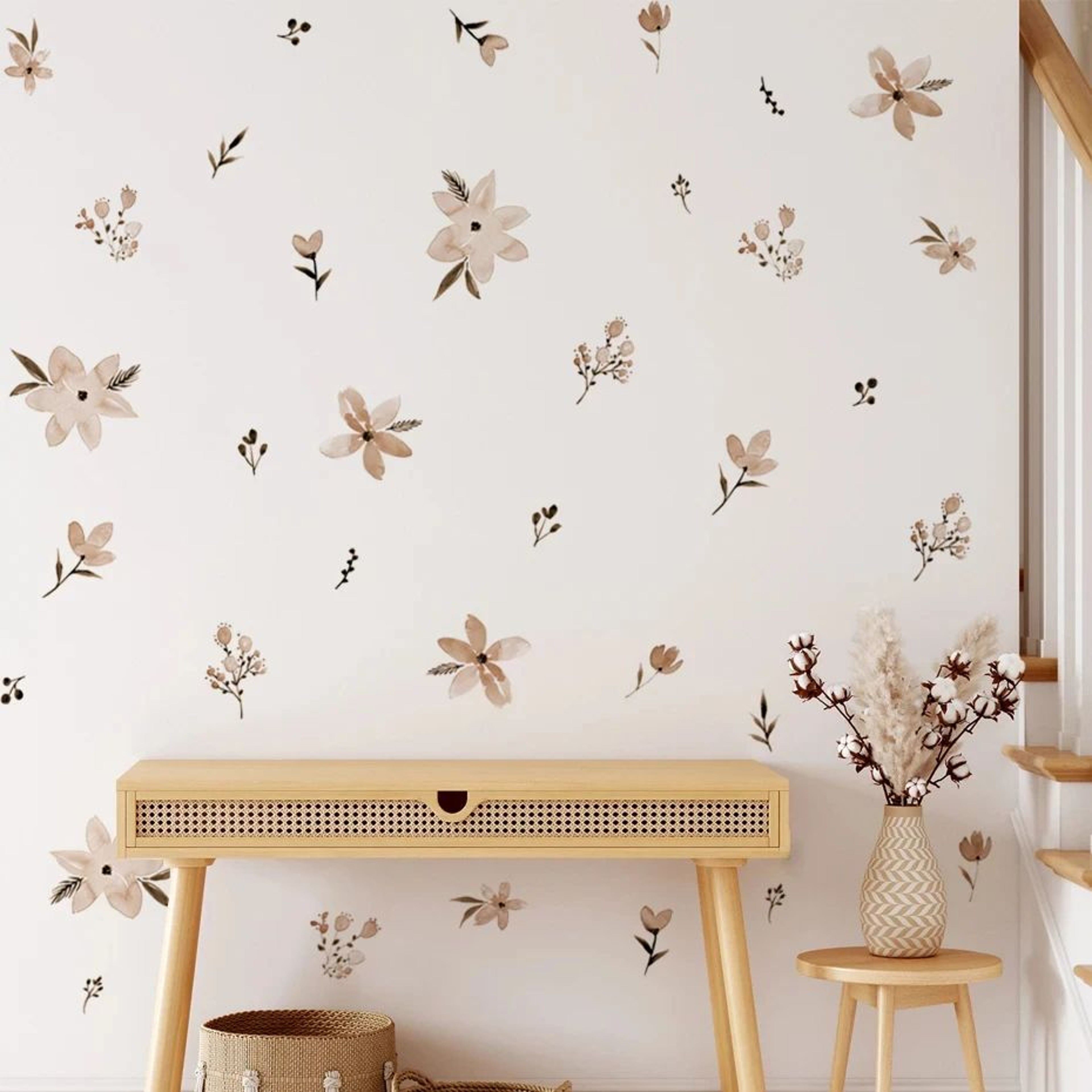 Watercolor Boho Flower Wall Decals  Removable Floral Nursery Decor 4