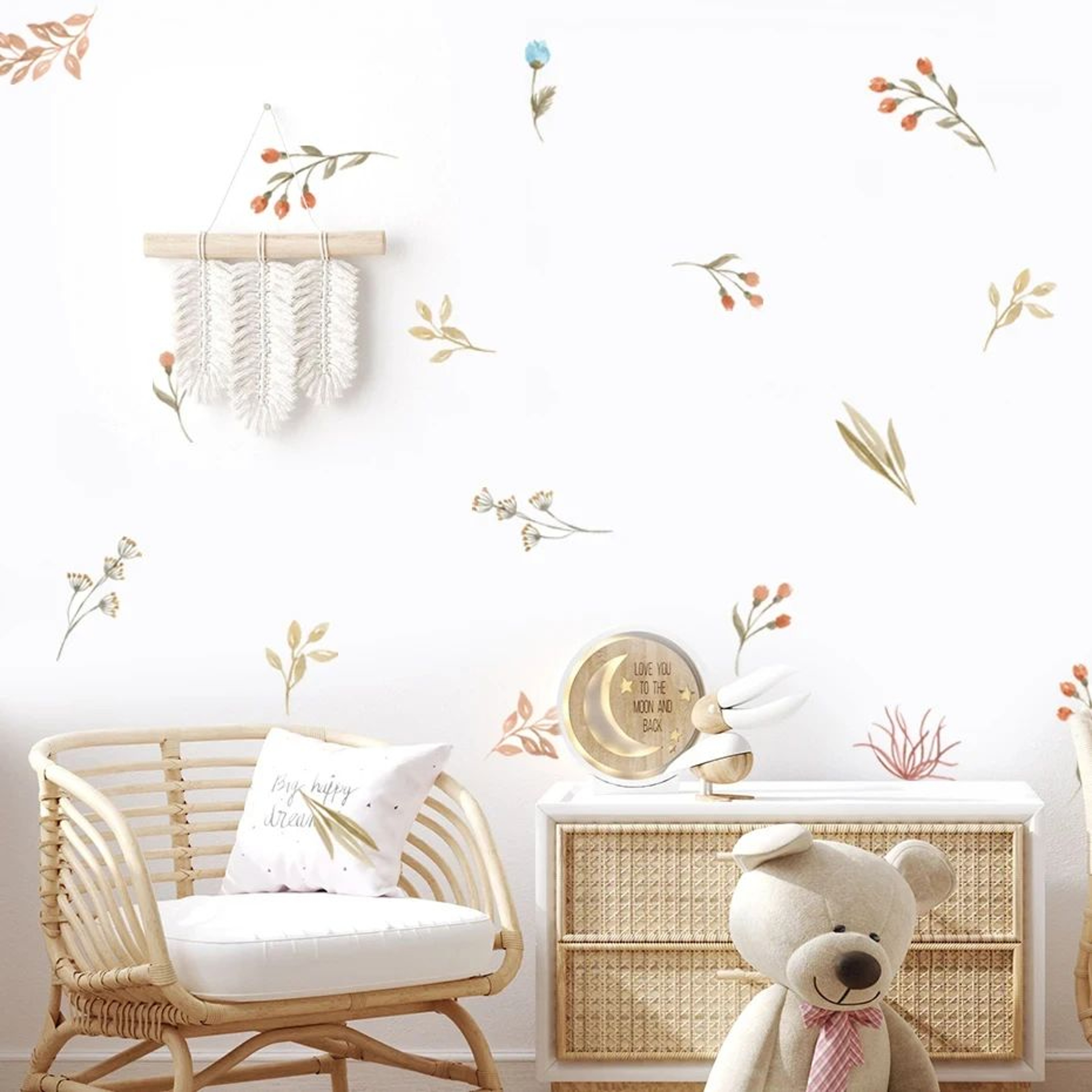 Watercolor Boho Flower Wall Decals  Removable Floral Nursery Decor 5