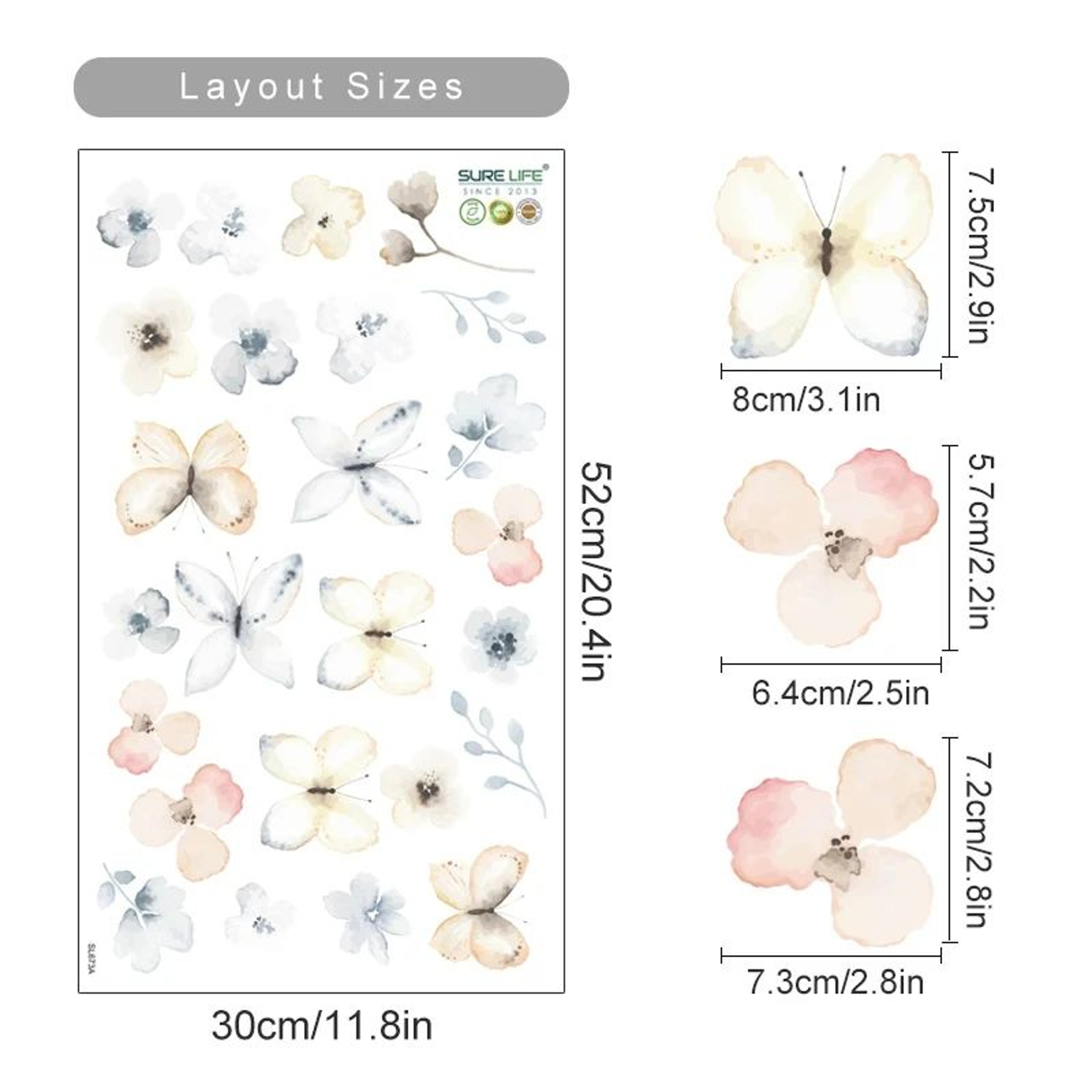 Watercolor Boho Flower Wall Decals  Removable Floral Nursery Decor 10