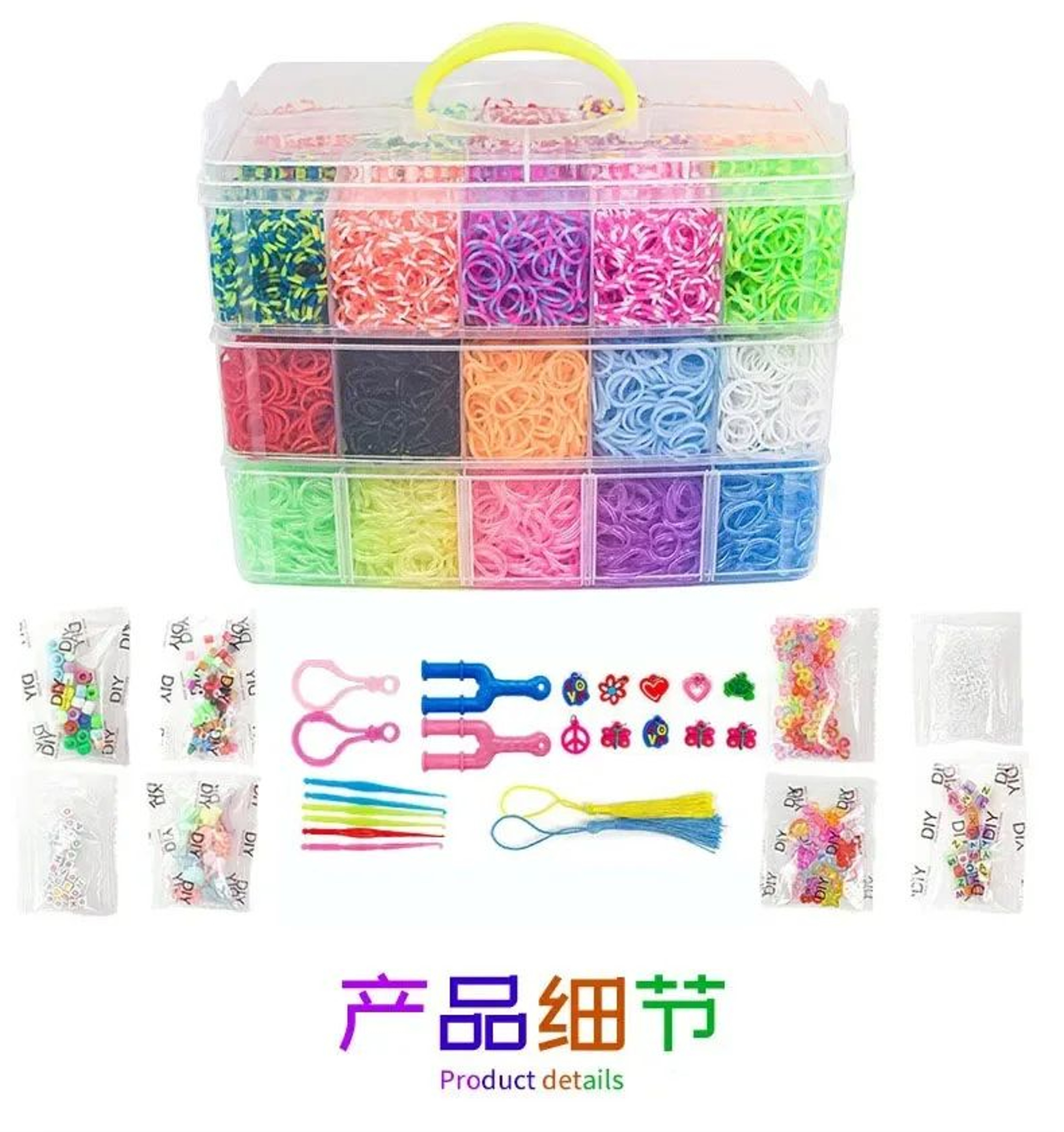 GlowCraft 15000Piece Loom Bands Kit With Luminous Rainbow Colors 3