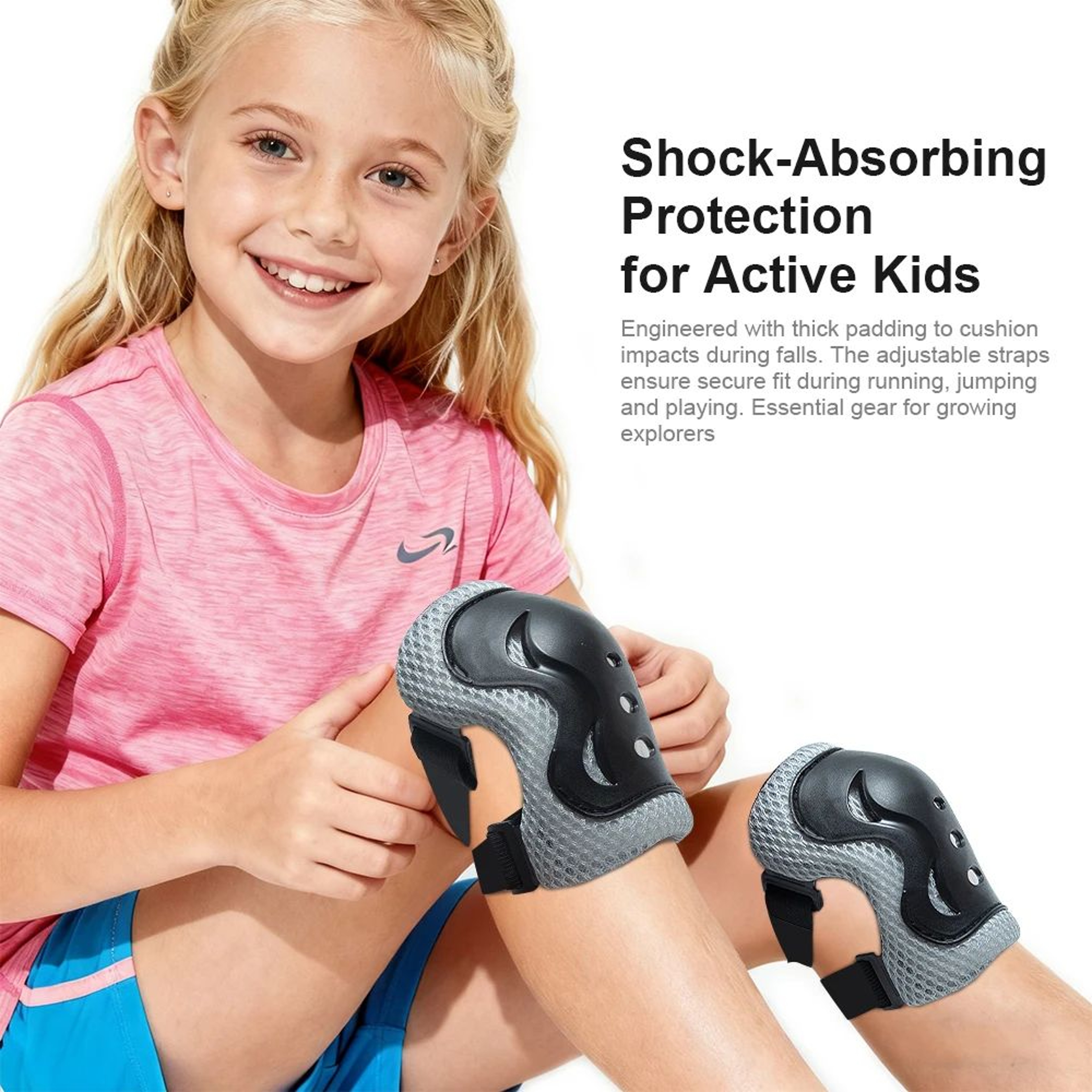 SafeRide Kids Bike Helmet Set With Protective Pads Adjustable Kids Protective Gear For Cycling And  3