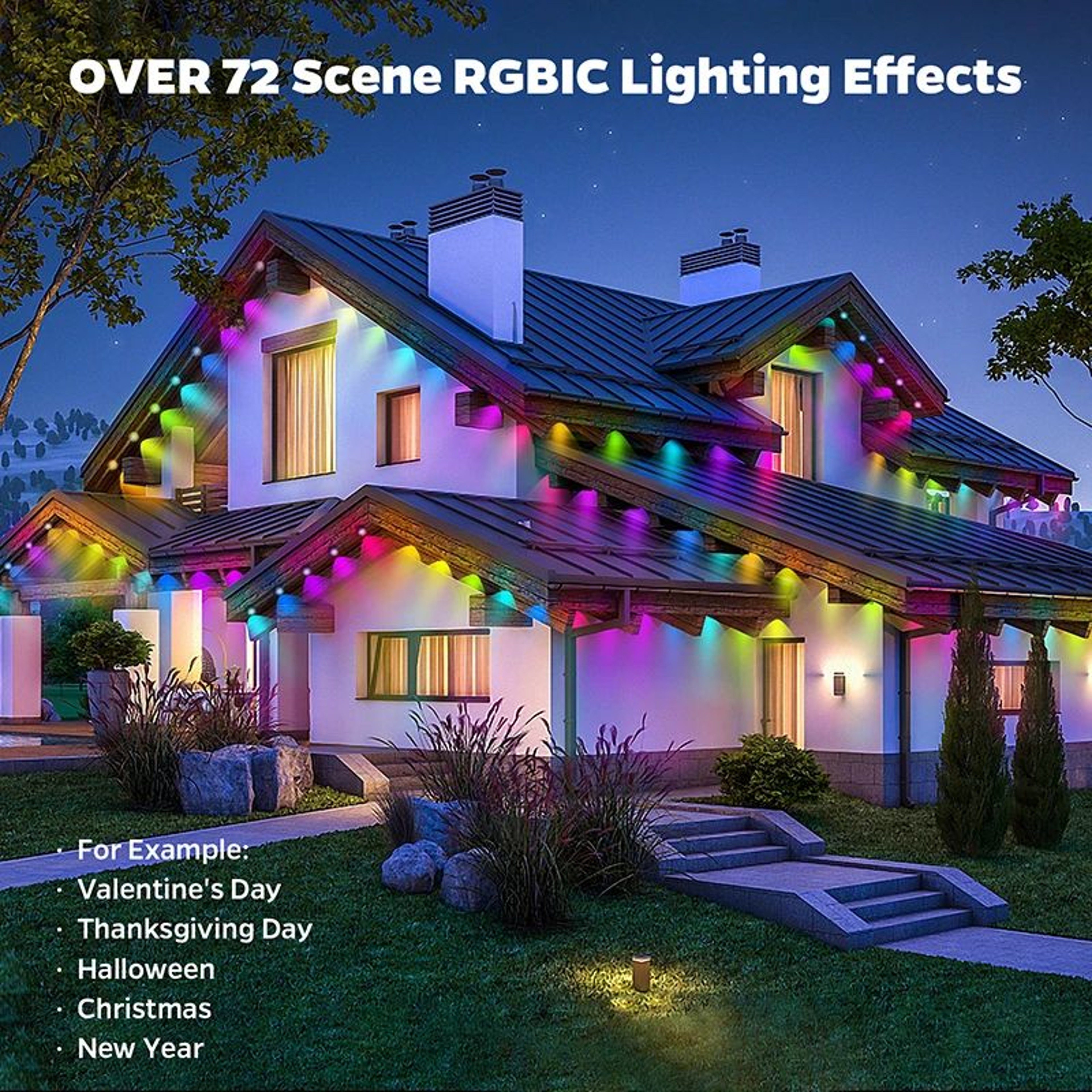 150FT Smart Permanent Outdoor Eave Lights With App And Remote Control 5