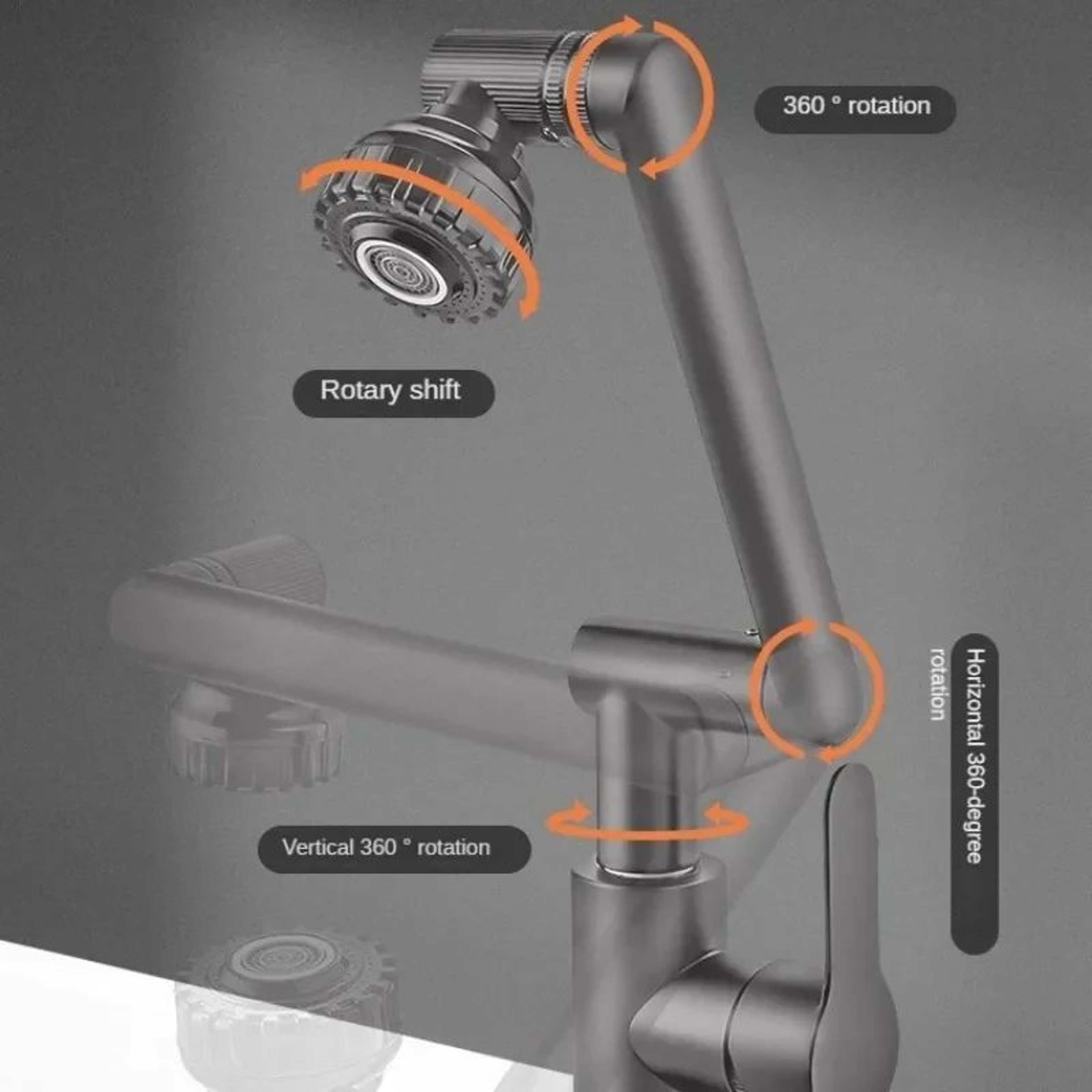 1080 Degree Rotating Mechanical Arm Faucet With AntiSplash Aerator 1