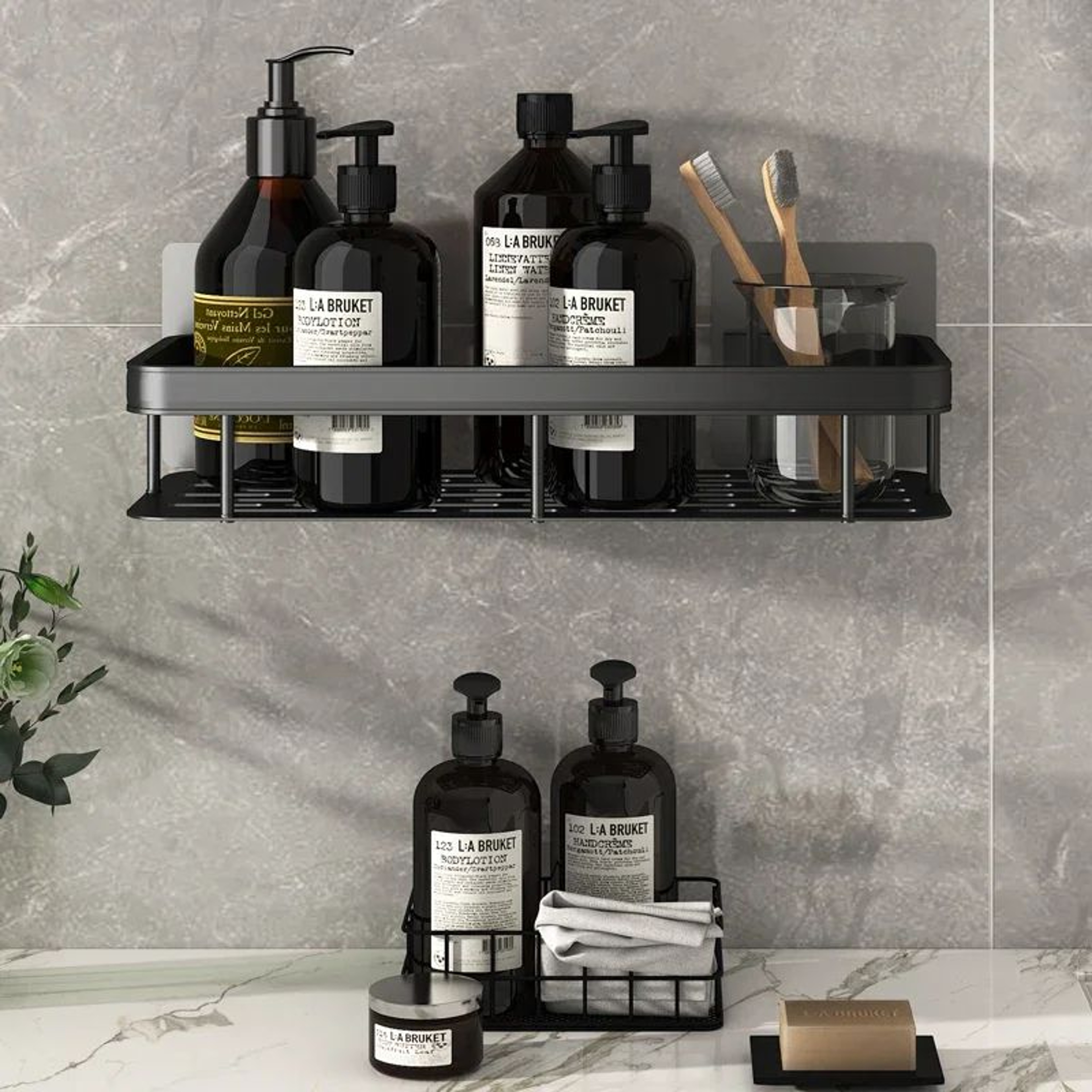 No Drill Aluminum Bathroom Corner Shelf Shower Organizer 5