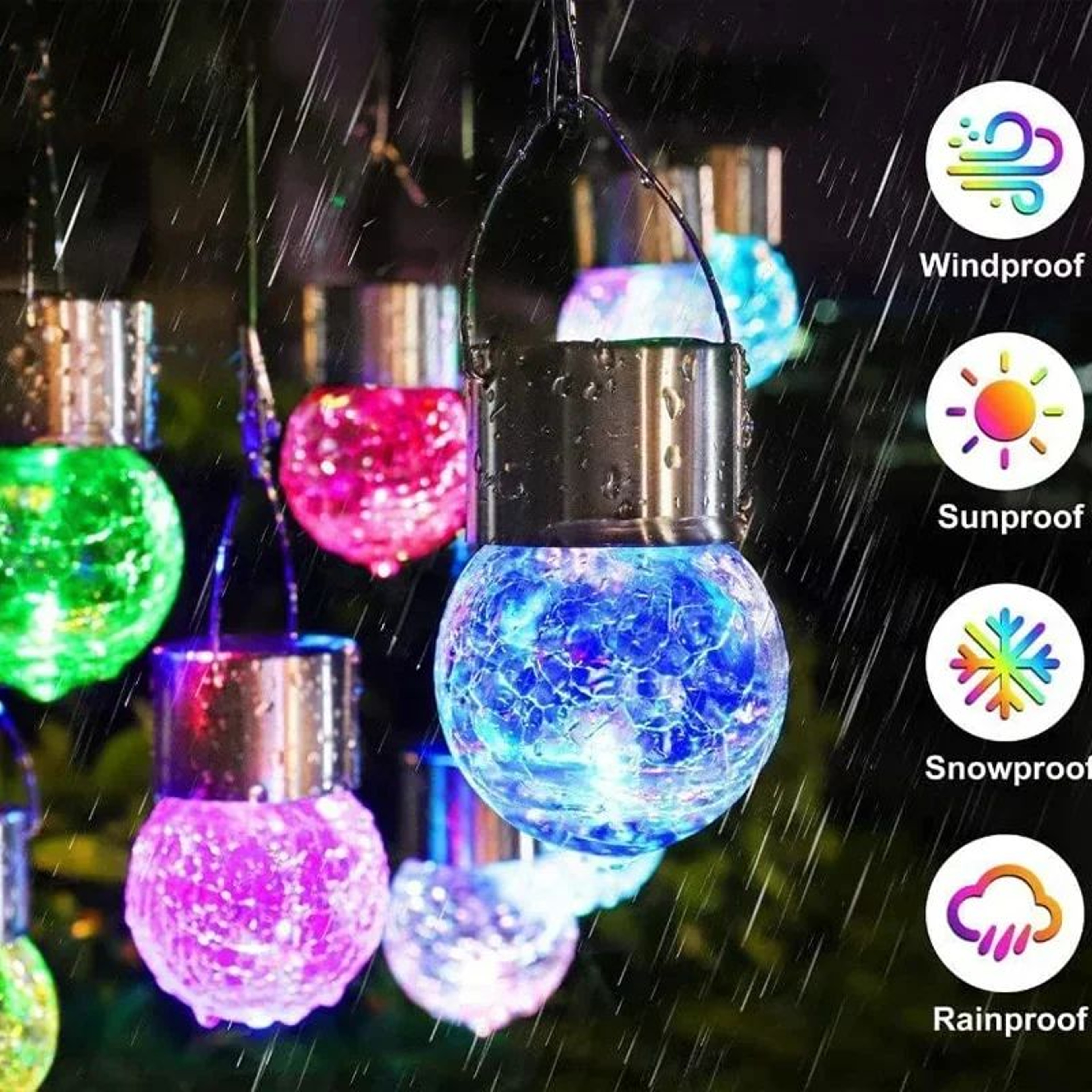 Solar Cracked Glass Ball Hanging Garden Lights 135PCS 1