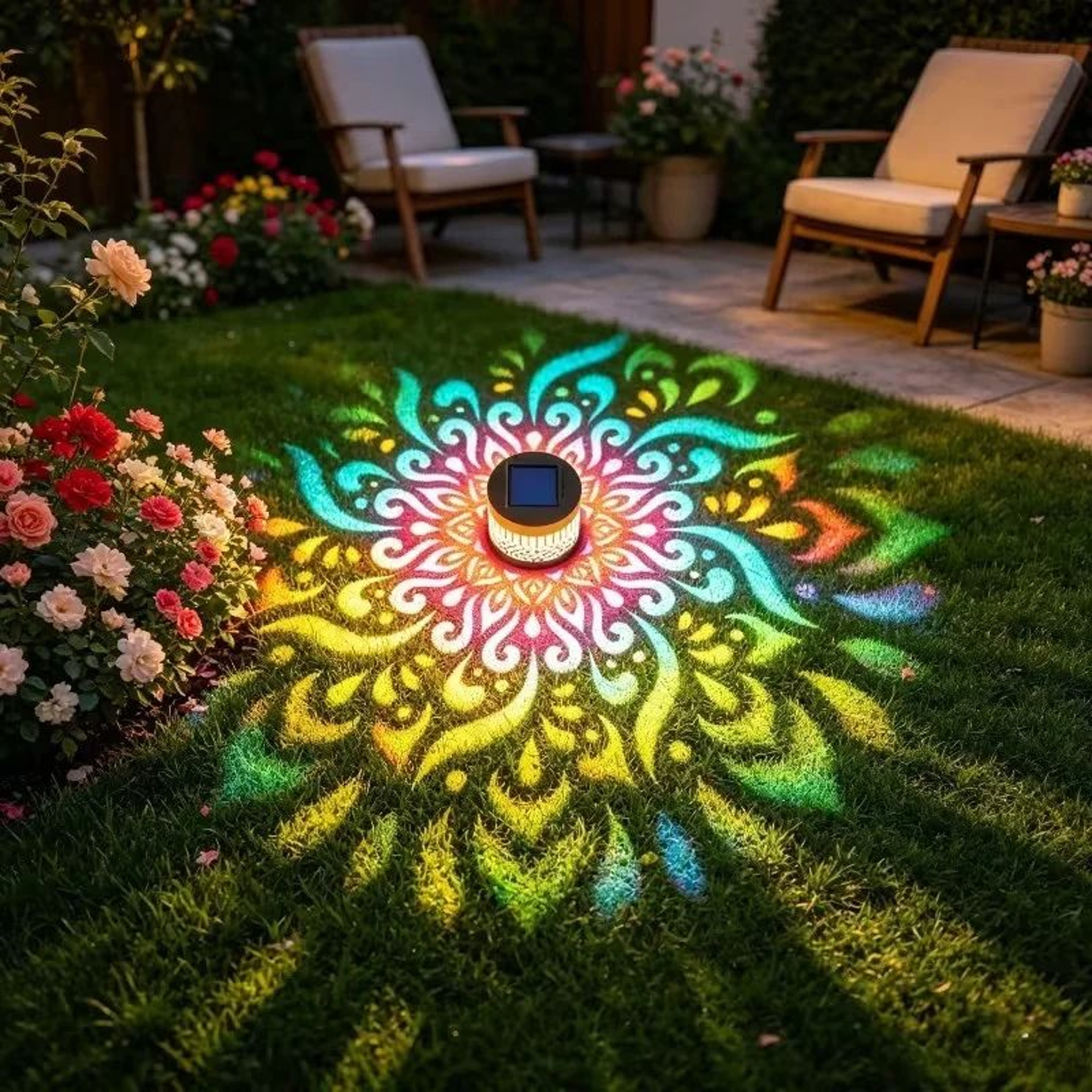 Solar Sunflower Mandala Wall Lantern Outdoor Waterproof Garden Fence Light 18PCS 3