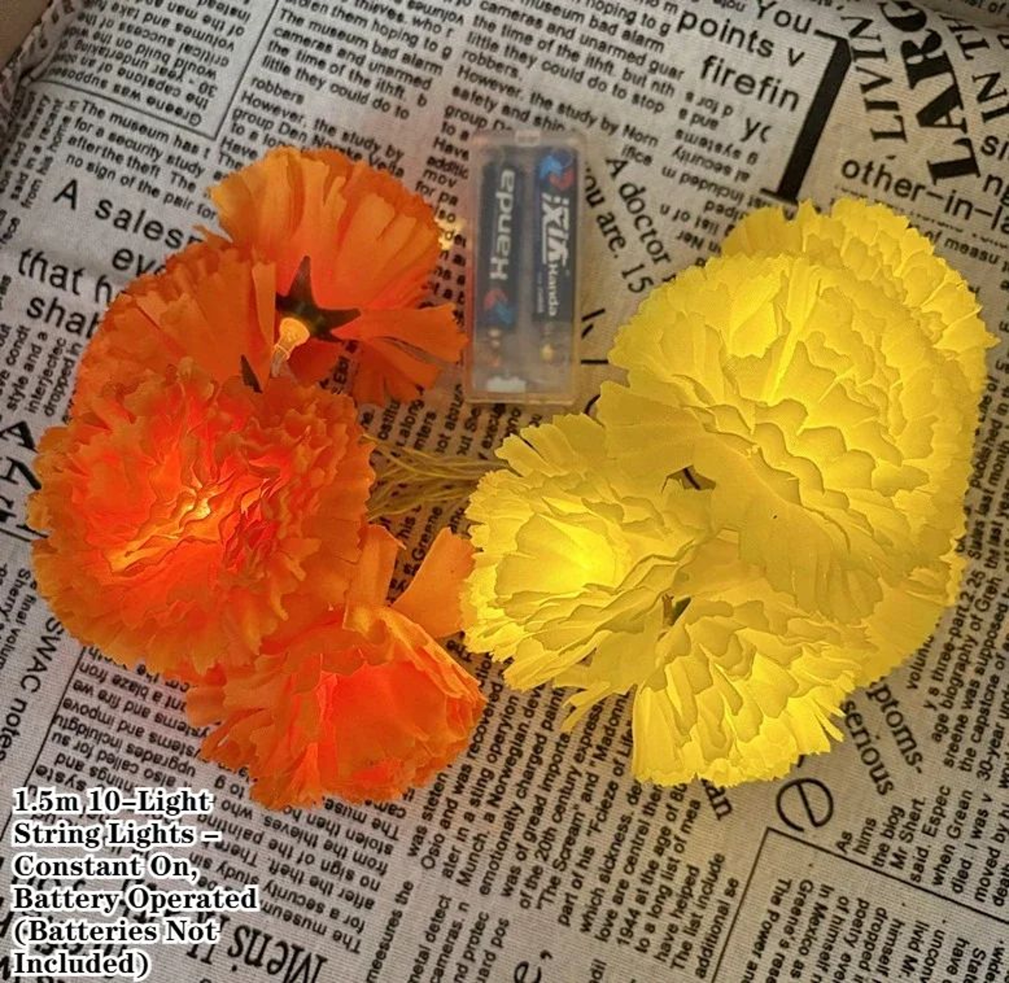 5 Ft LED Marigold Garland Lights For Day Of The Dead And Diwali Decor 7