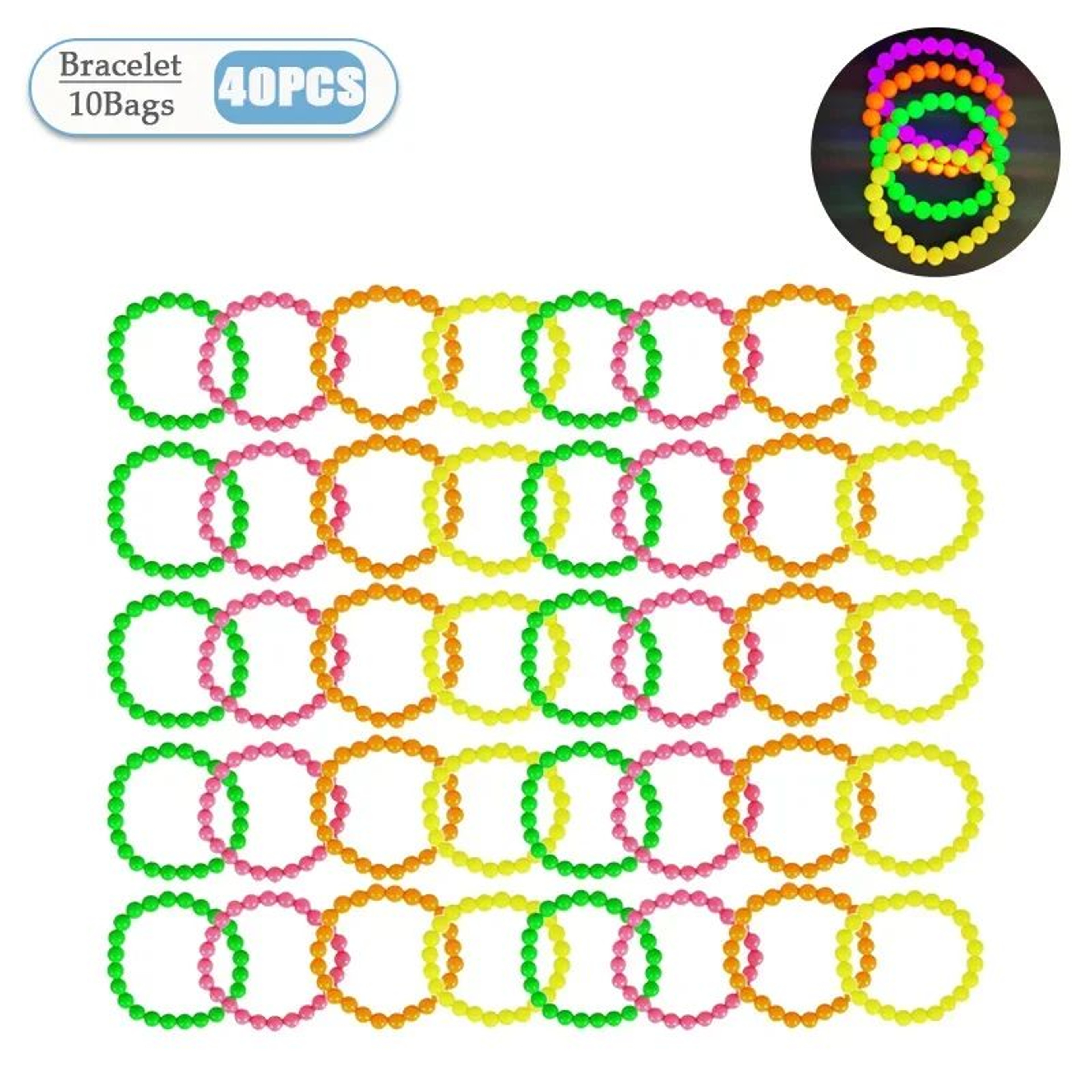 Neon Beaded Necklace And Bracelet Party Accessory Set 440PCS 9